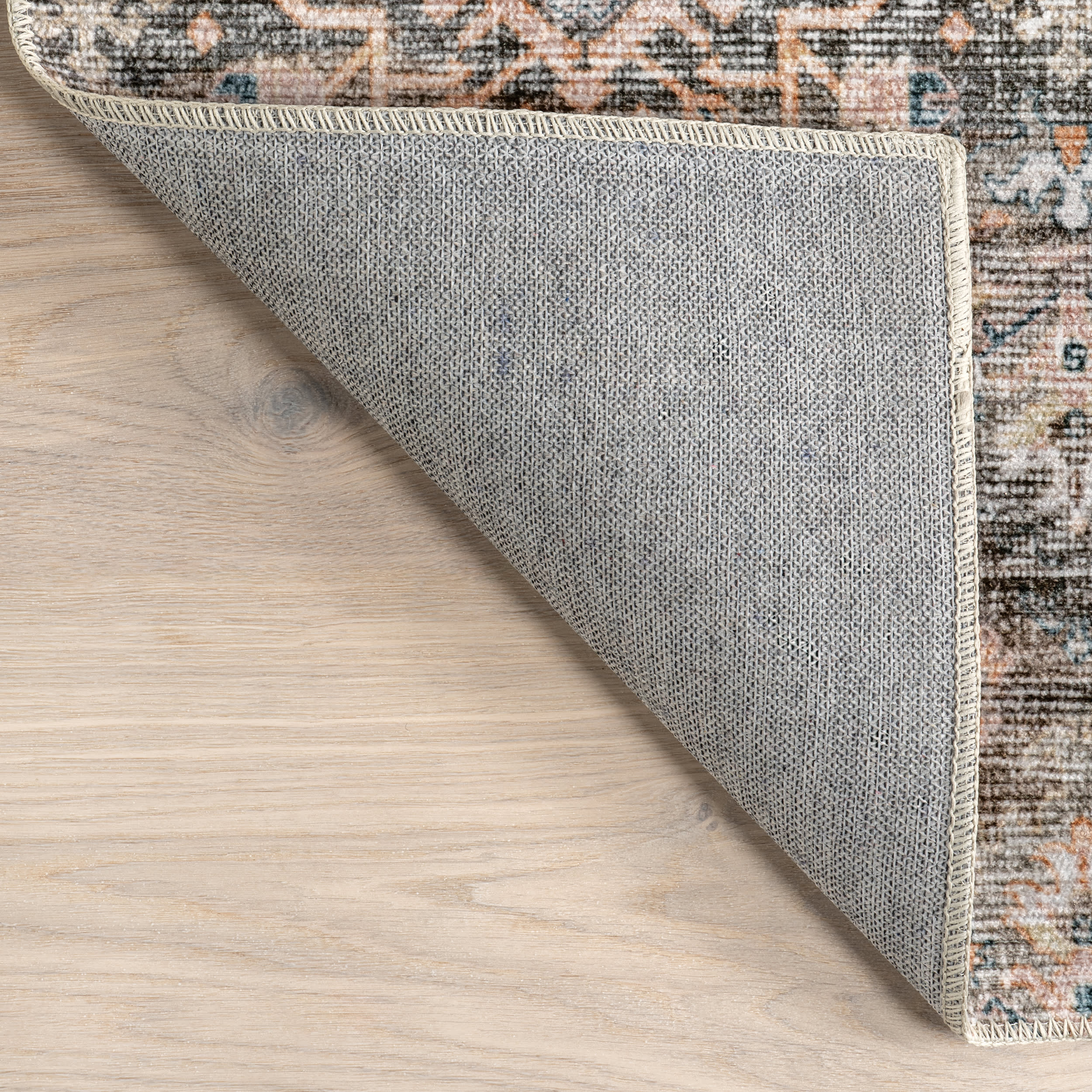 Elva Medallion Spill Proof Washable Rug | Grey - Image 6