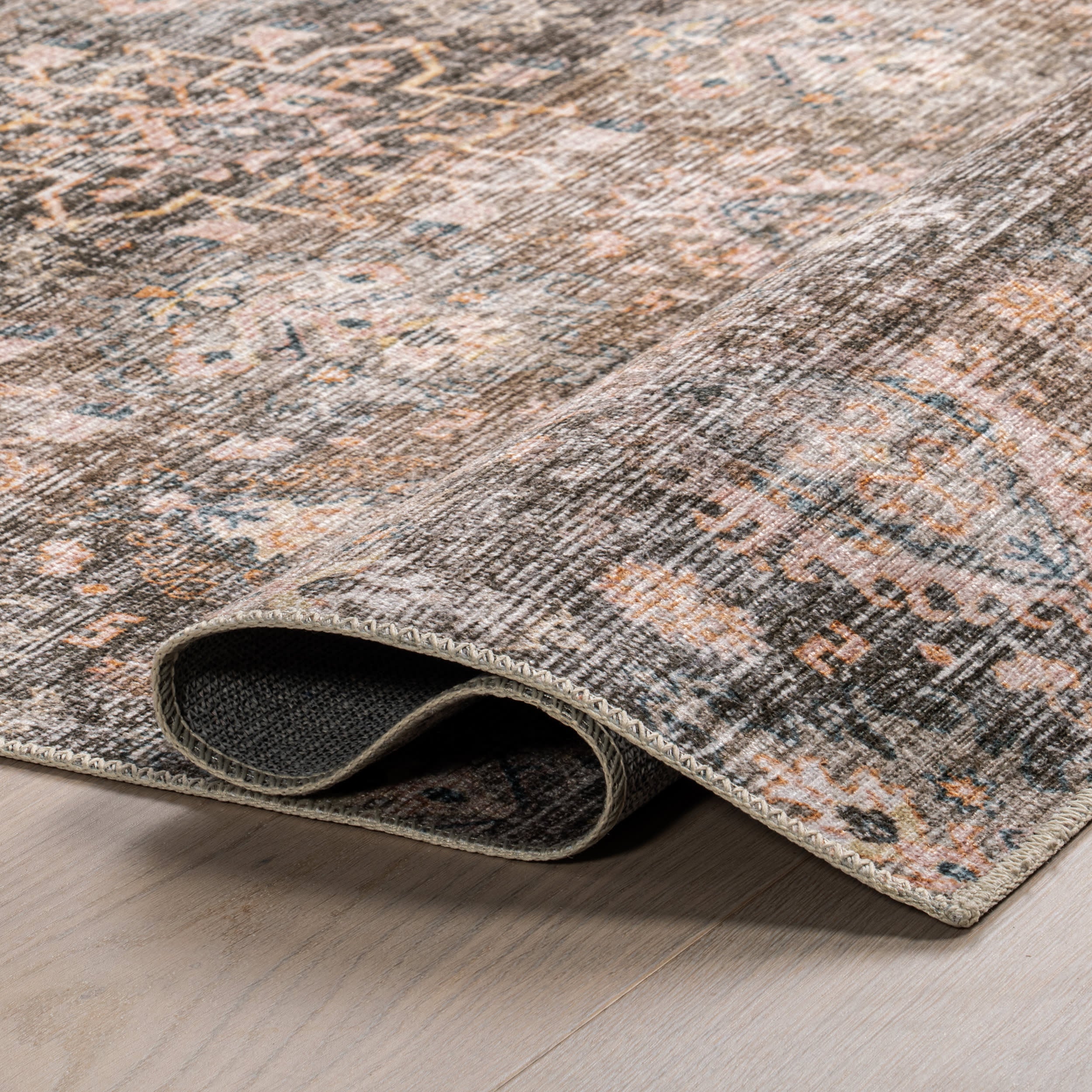 Elva Medallion Spill Proof Washable Rug | Grey - Image 8