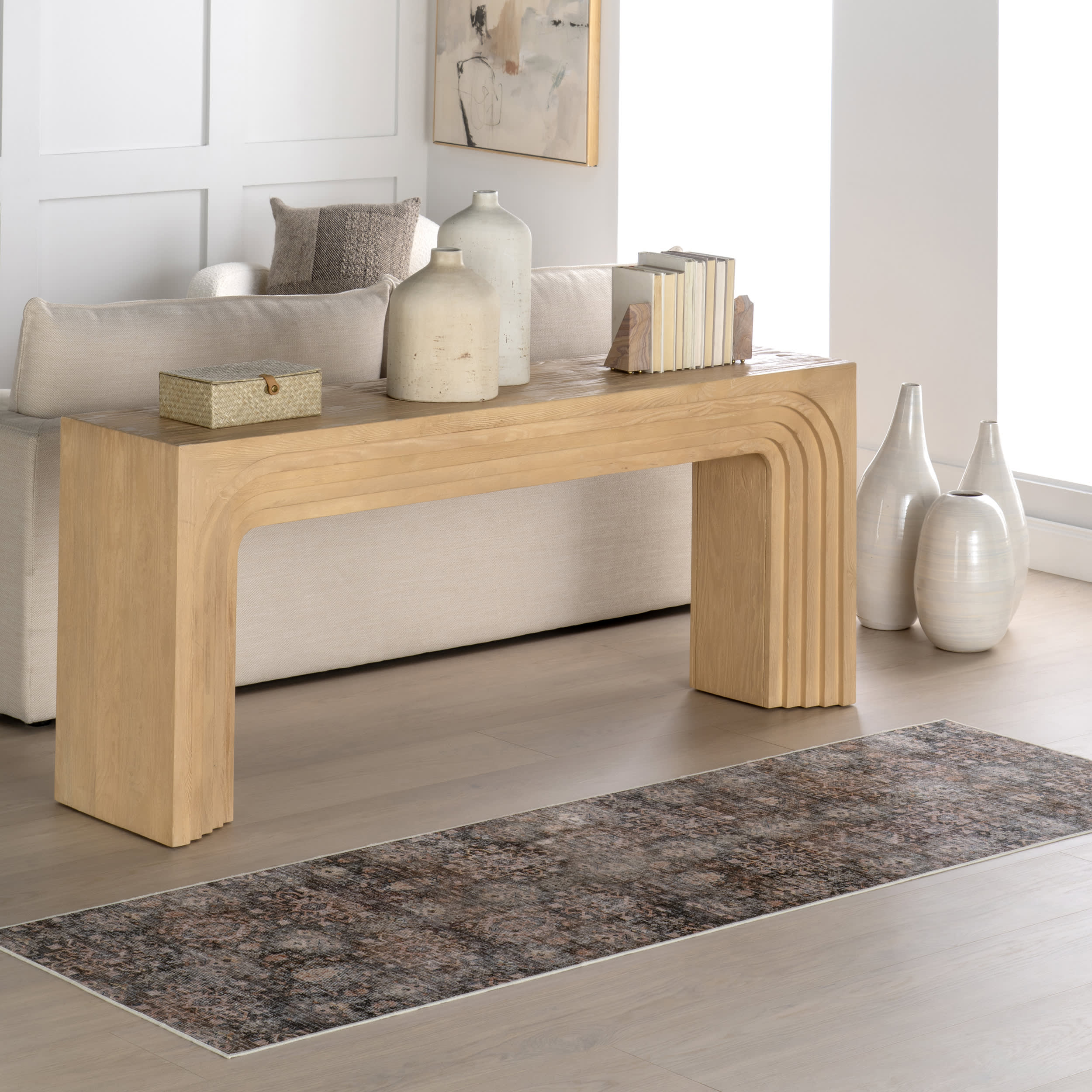 Elva Medallion Spill Proof Washable Rug | Grey - Image 2