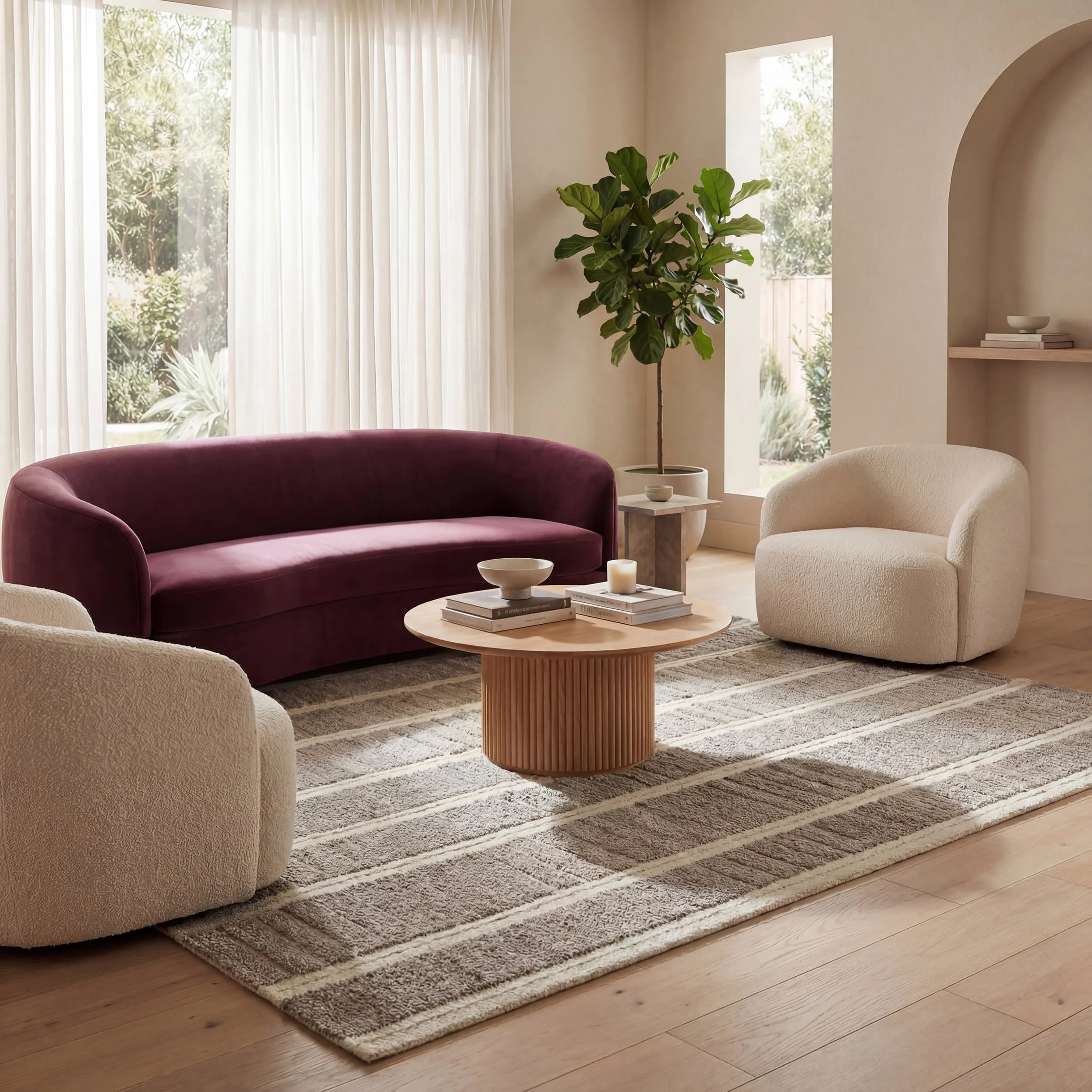 Elvine Modern Striped Wool Rug | Brown - Image 2