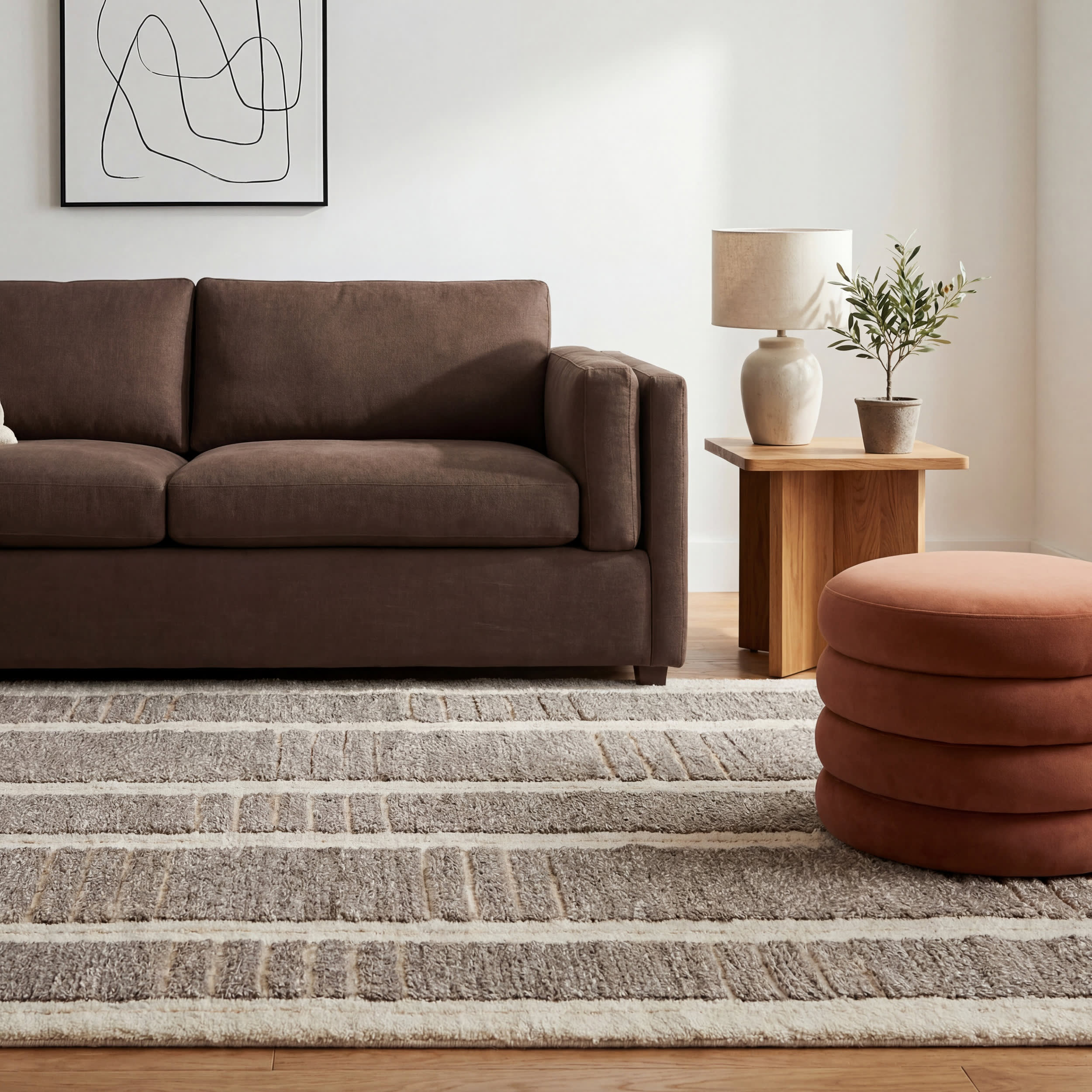 Elvine Modern Striped Wool Rug | Grey - Image 5