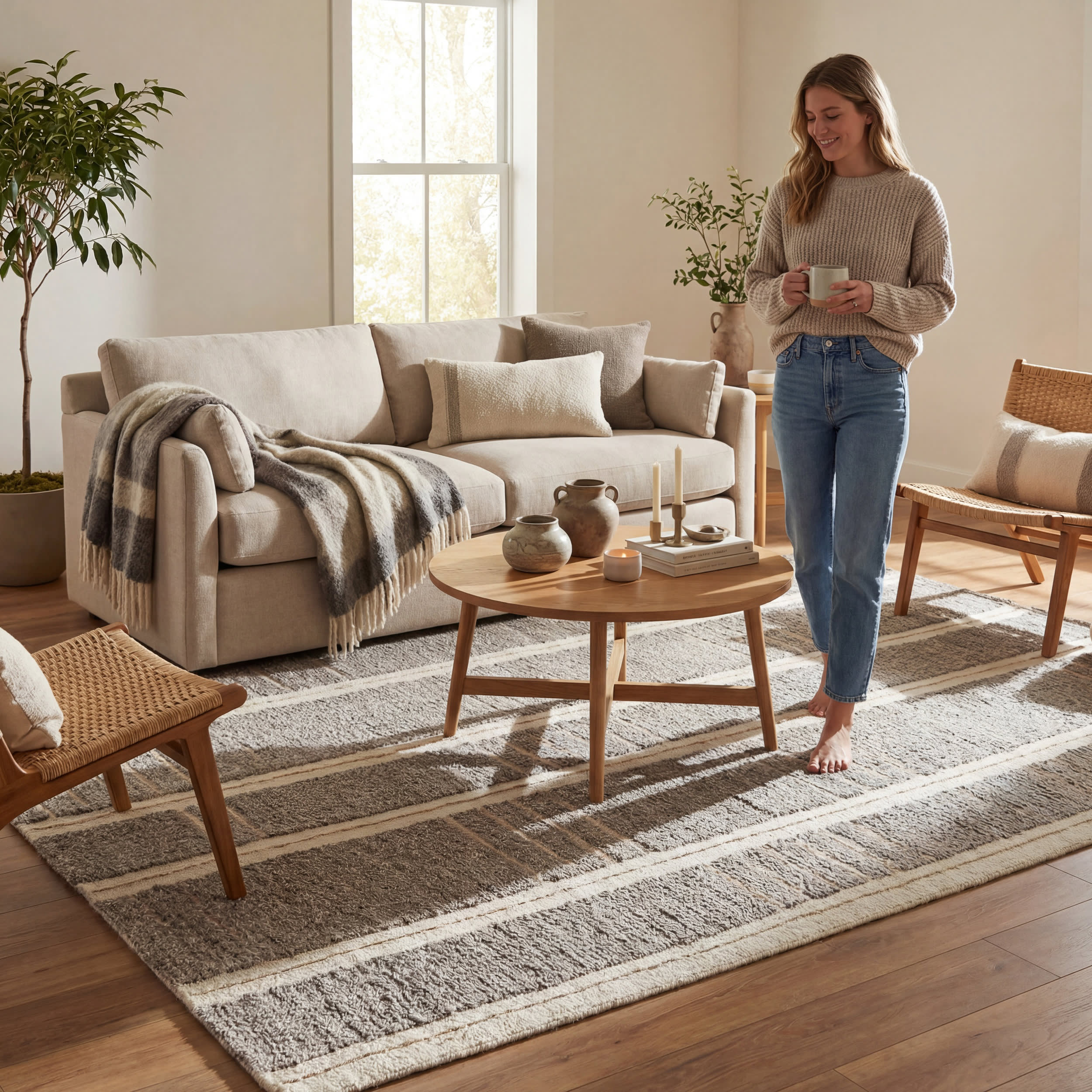 Elvine Modern Striped Wool Rug | Grey - Image 9