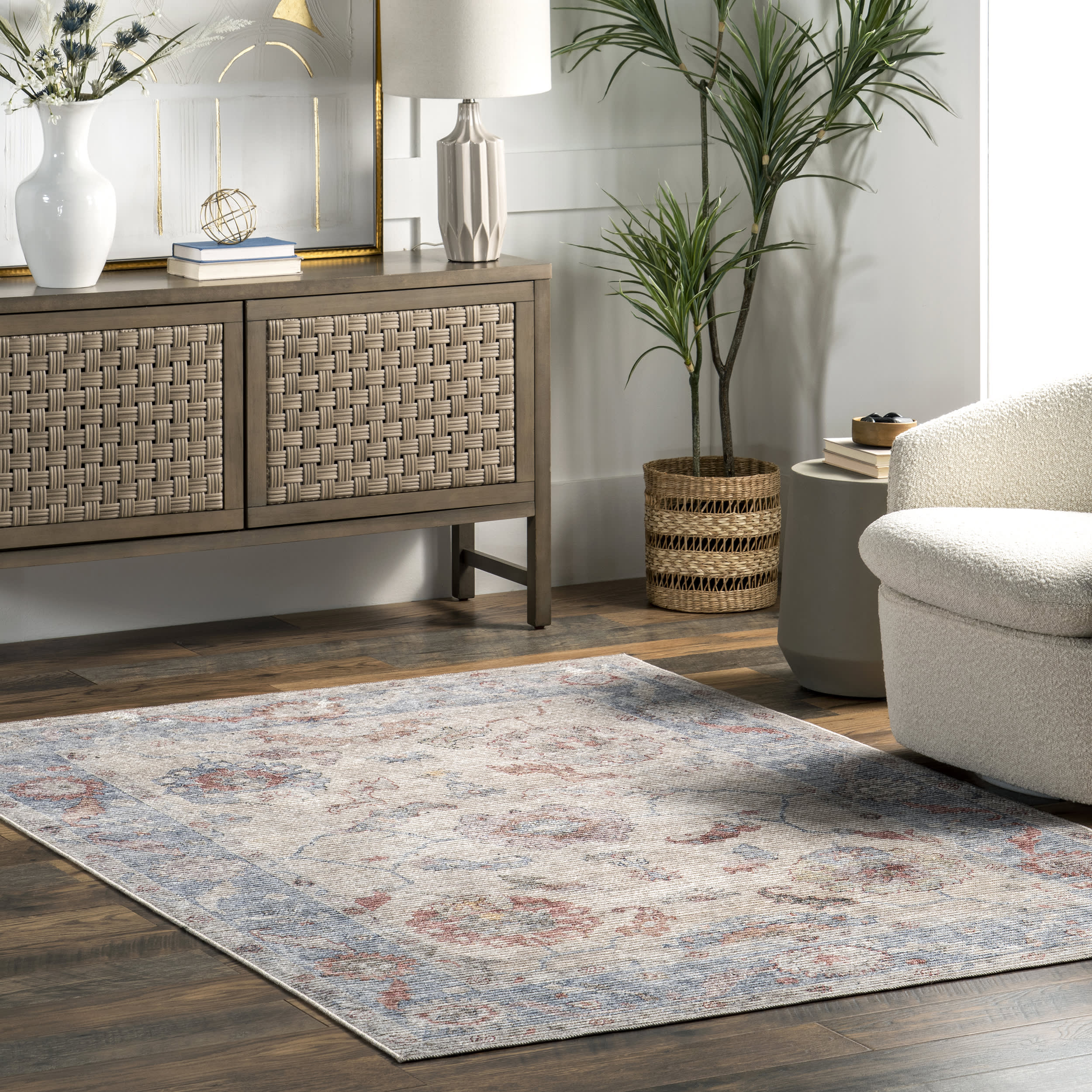 Elyse Vintage Washable Rug | Light Grey - Image 2