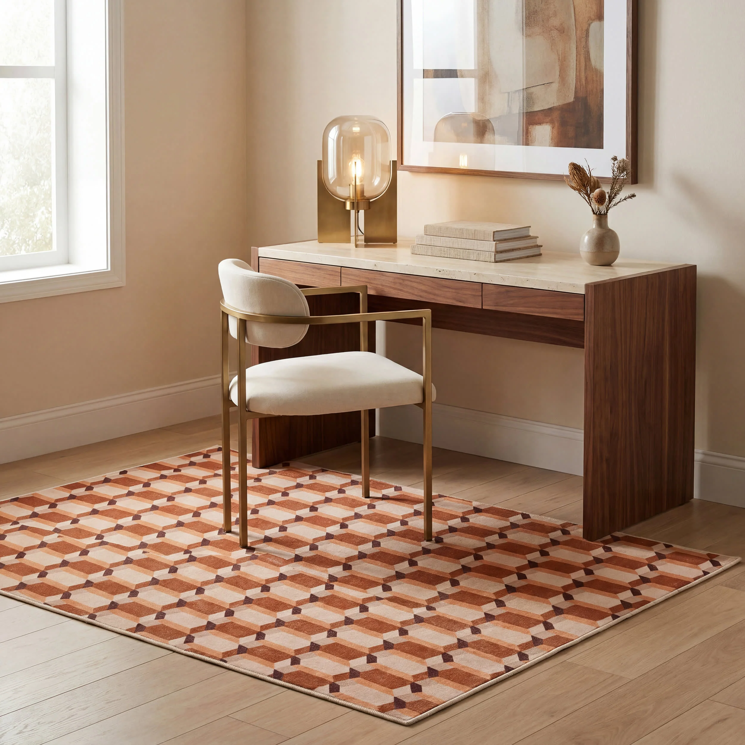 Ember Check Mid-Century Washable Rug by Society6 | Multicolor - Image 7