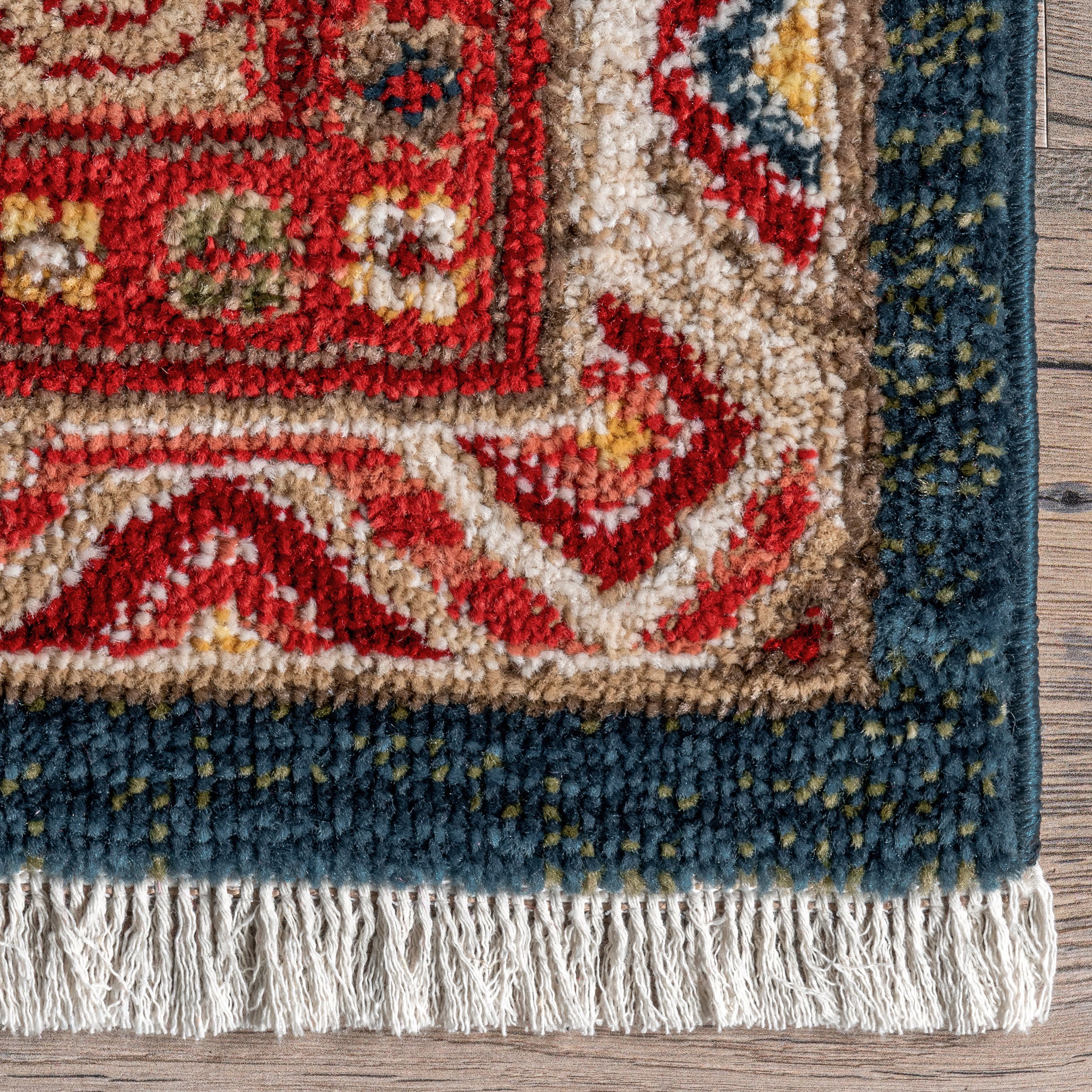 Emblem Fringed Rug | Blue - Image 3