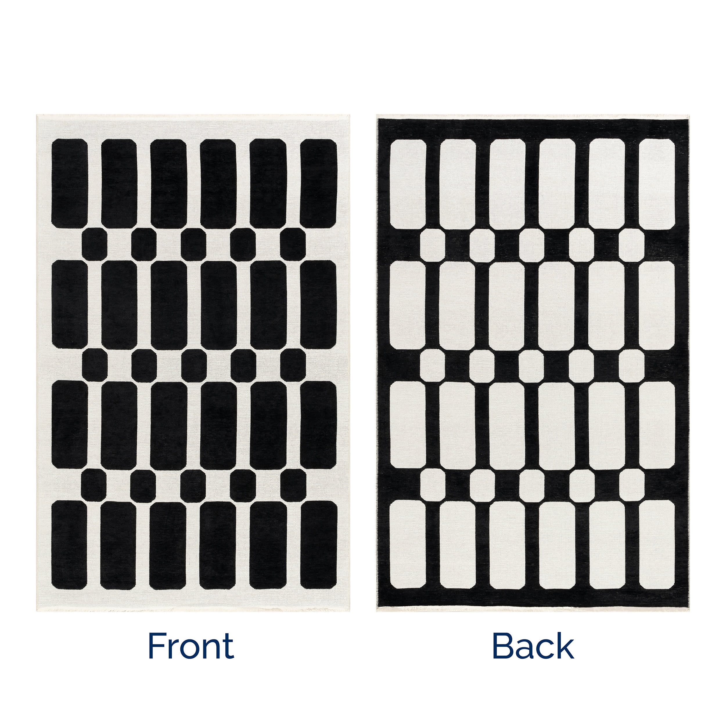 Emelia Blocks Reversible Washable Rug | Black/Cream - Image 11