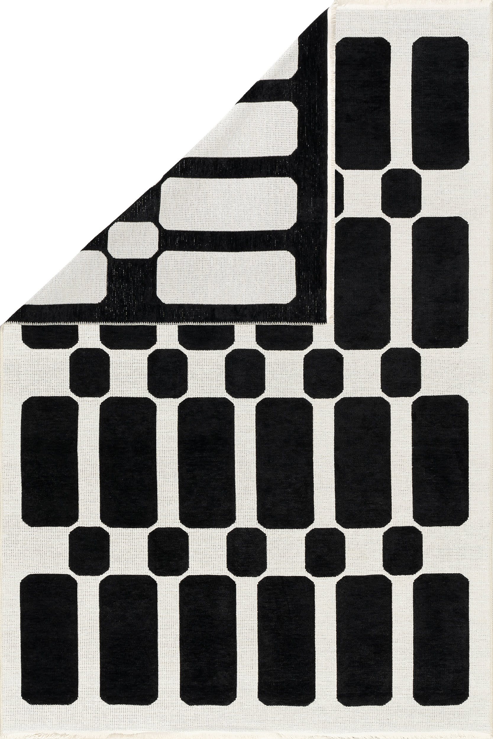 Emelia Blocks Reversible Washable Rug | Black/Cream - Image 5