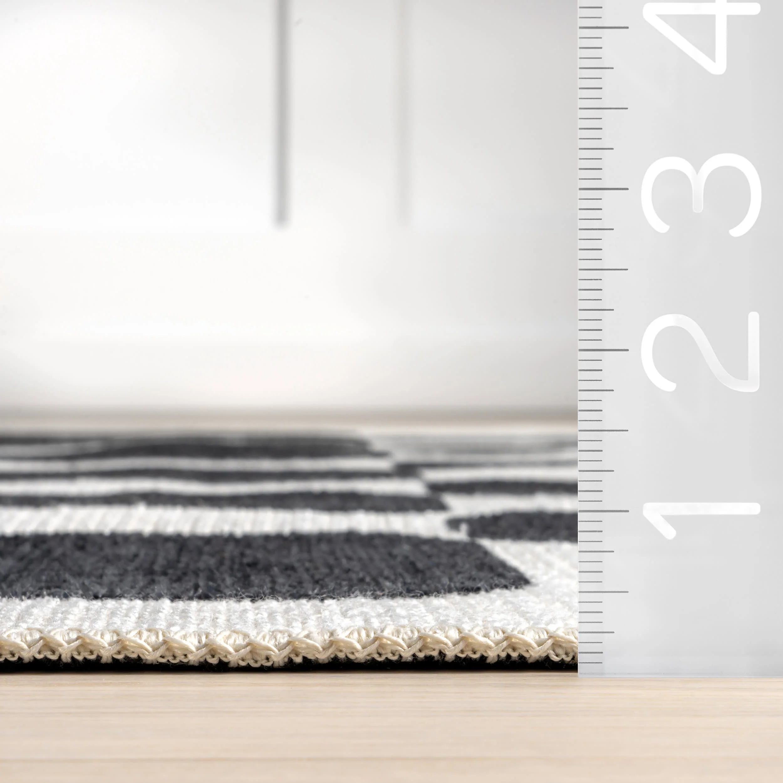 Emelia Blocks Reversible Washable Rug | Black/Cream - Image 7