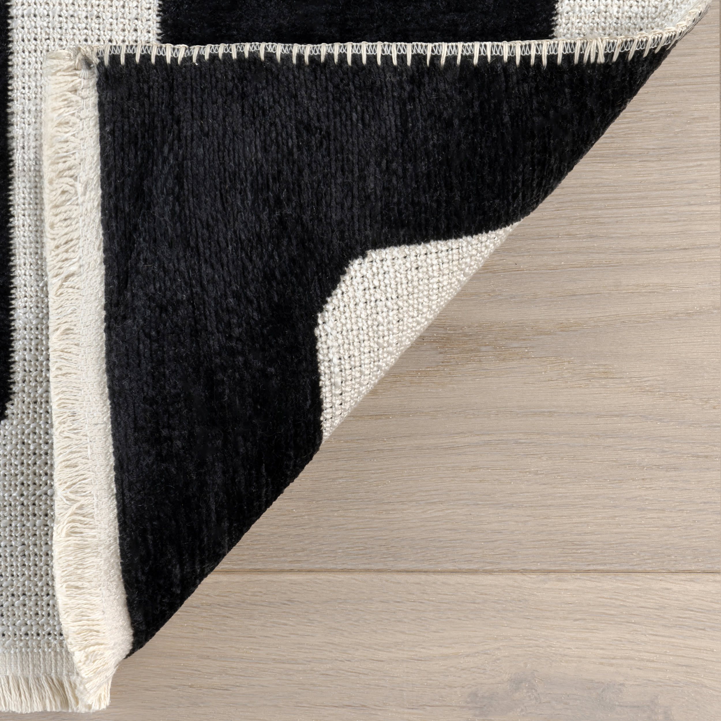 Emelia Blocks Reversible Washable Rug | Black/Cream - Image 8