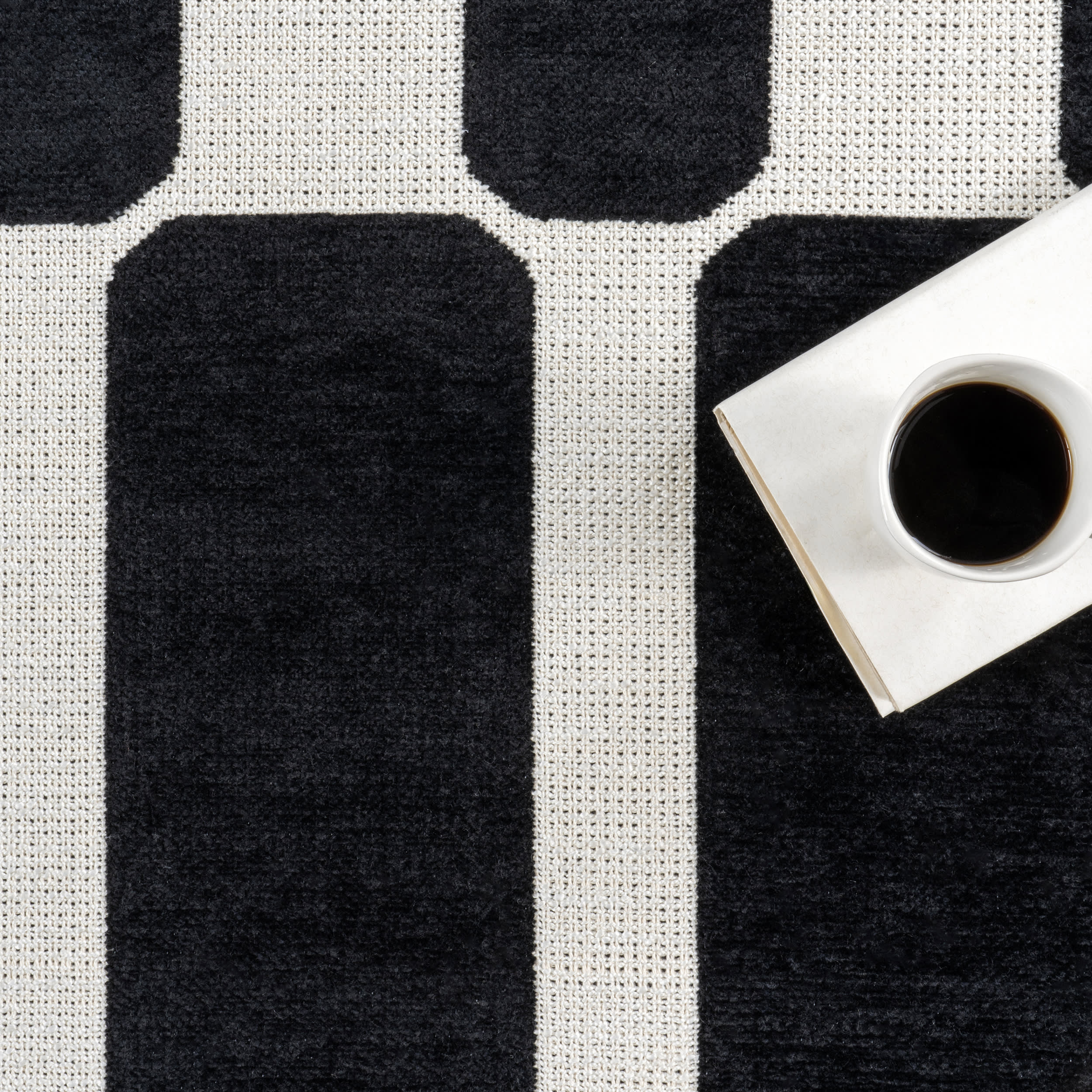 Emelia Blocks Reversible Washable Rug | Black/Cream - Image 9