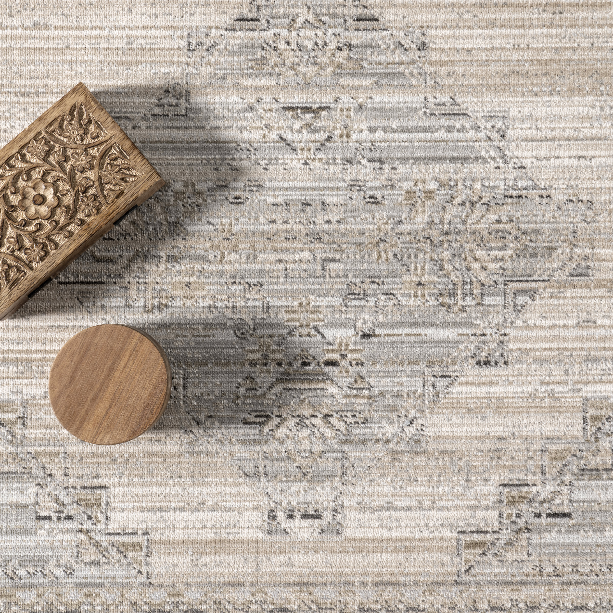 Emerson Vintage Washable Indoor/Outdoor Rug | Beige - Image 7