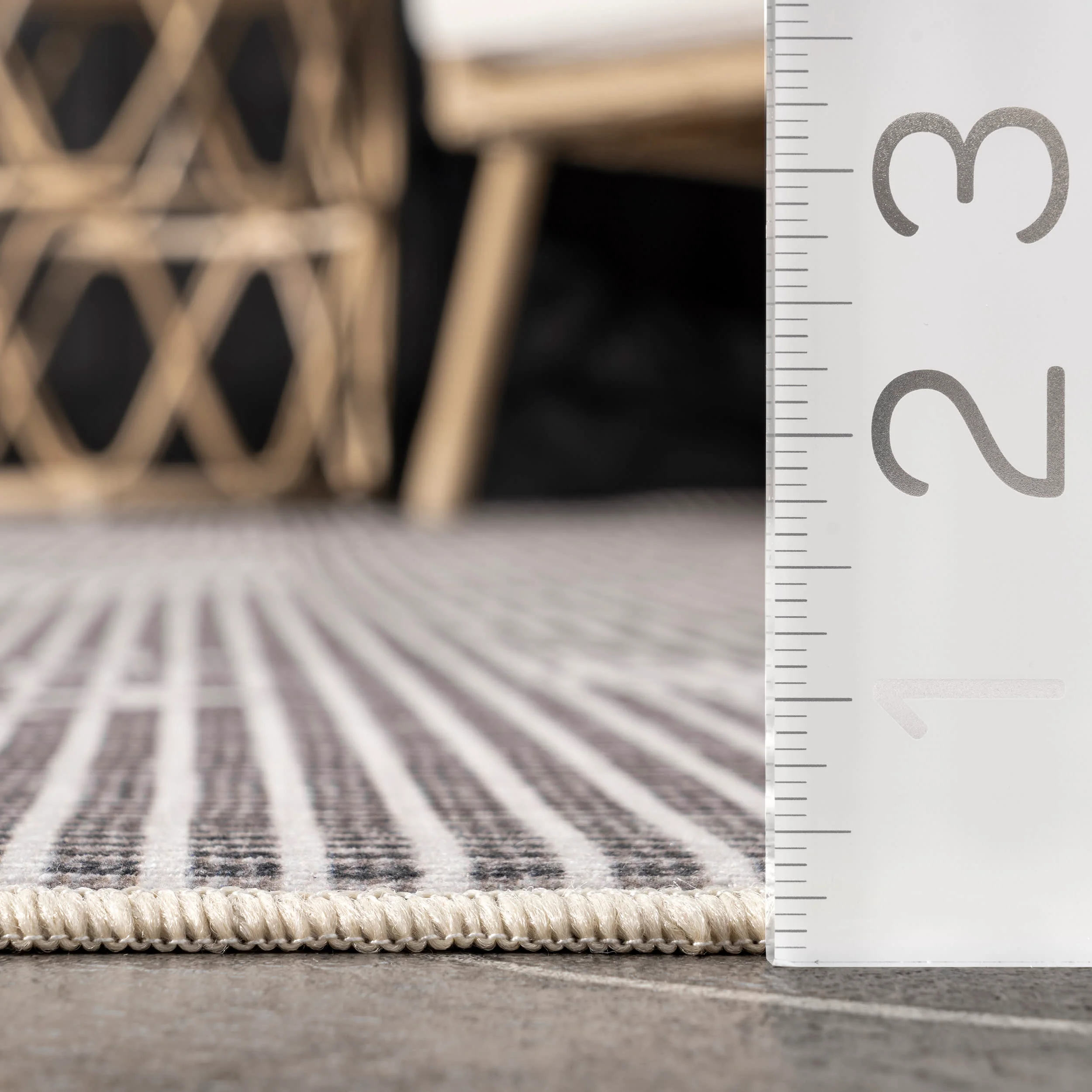 Emilia Striped Washable Indoor/Outdoor Rug | Light Grey - Image 5