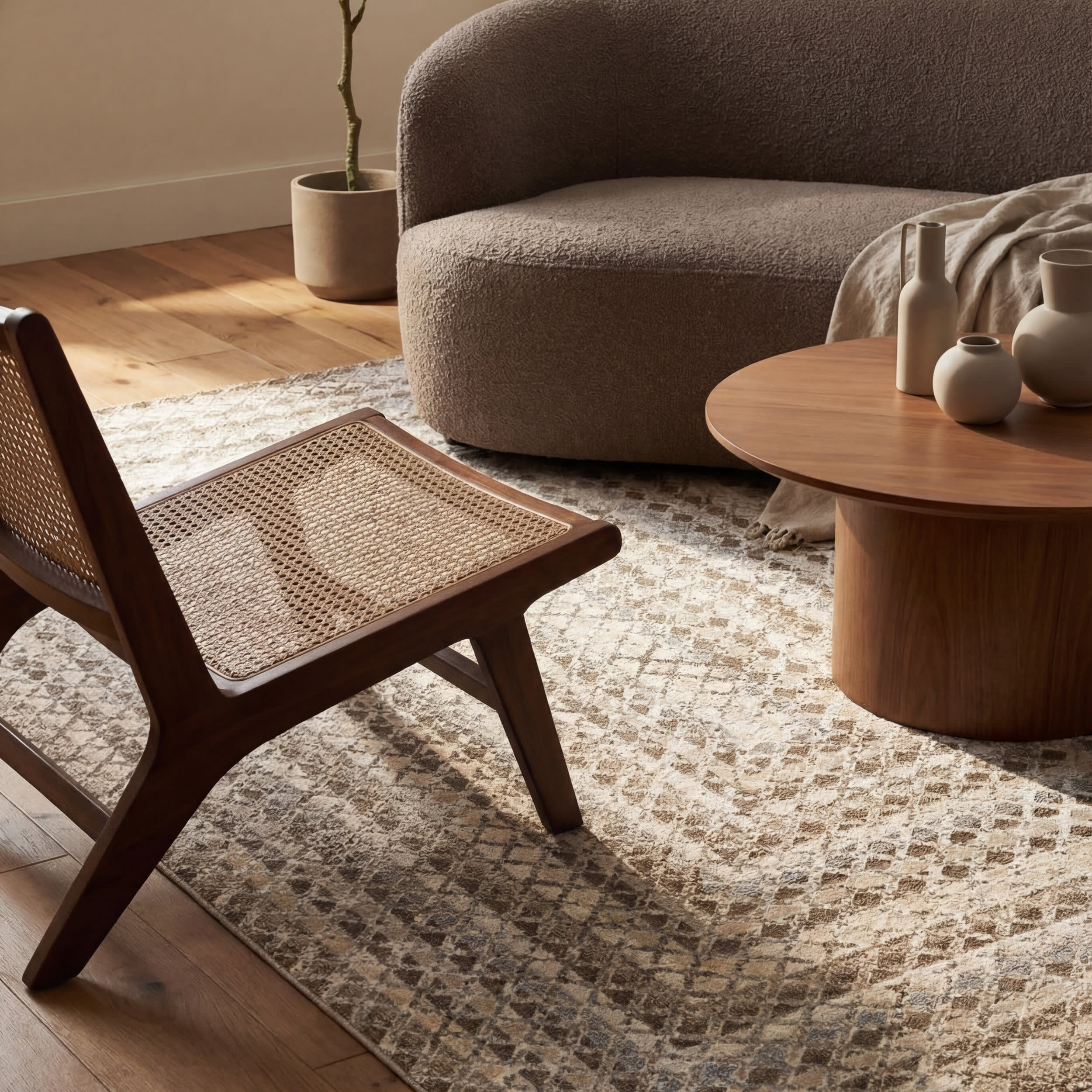 Emmy Washable Geometric Rug | Beige - Image 3