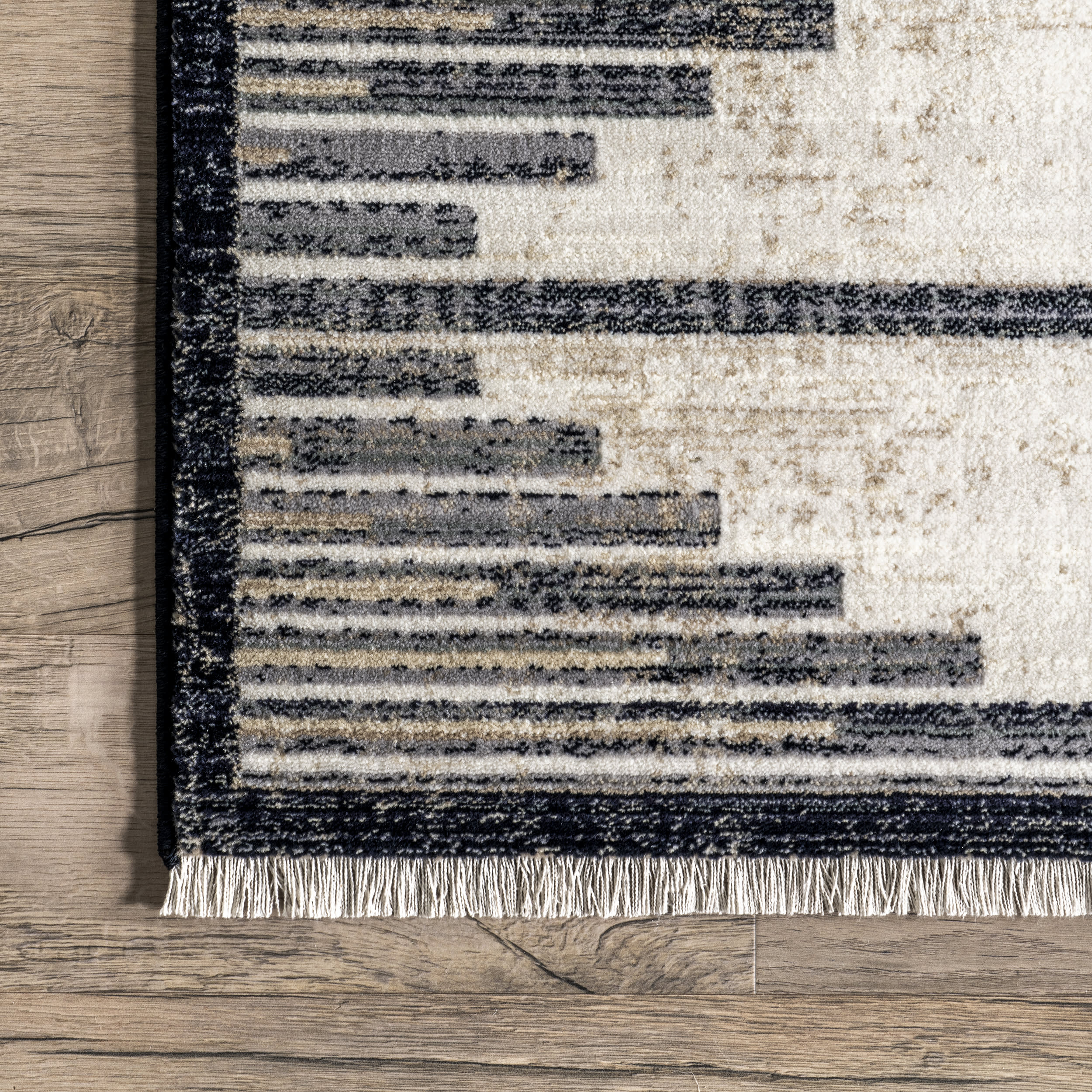 Emprezia Striped Bars Rug | Beige - Image 3