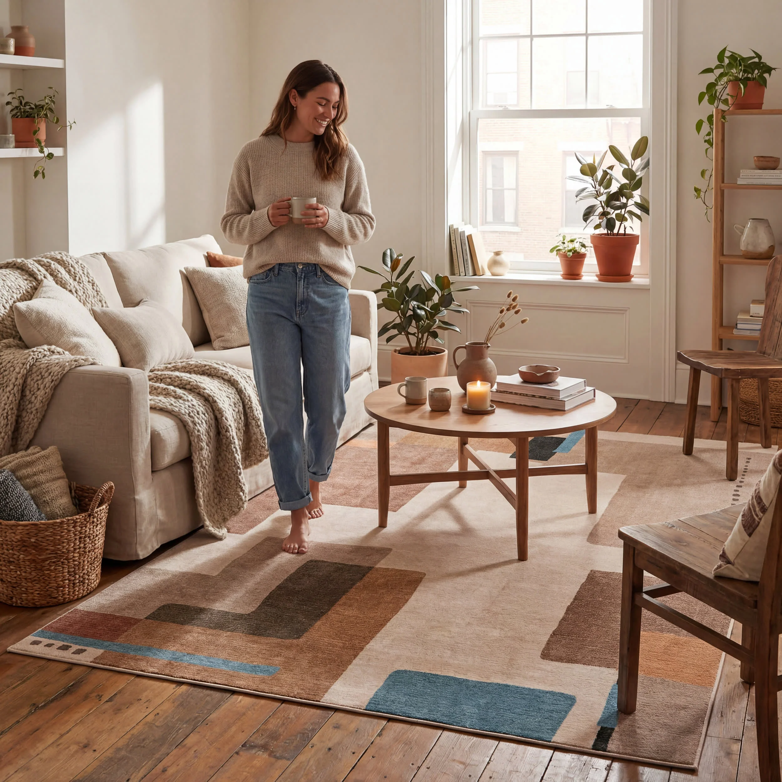Enice Abstract Washable Rug | Brown - Image 9