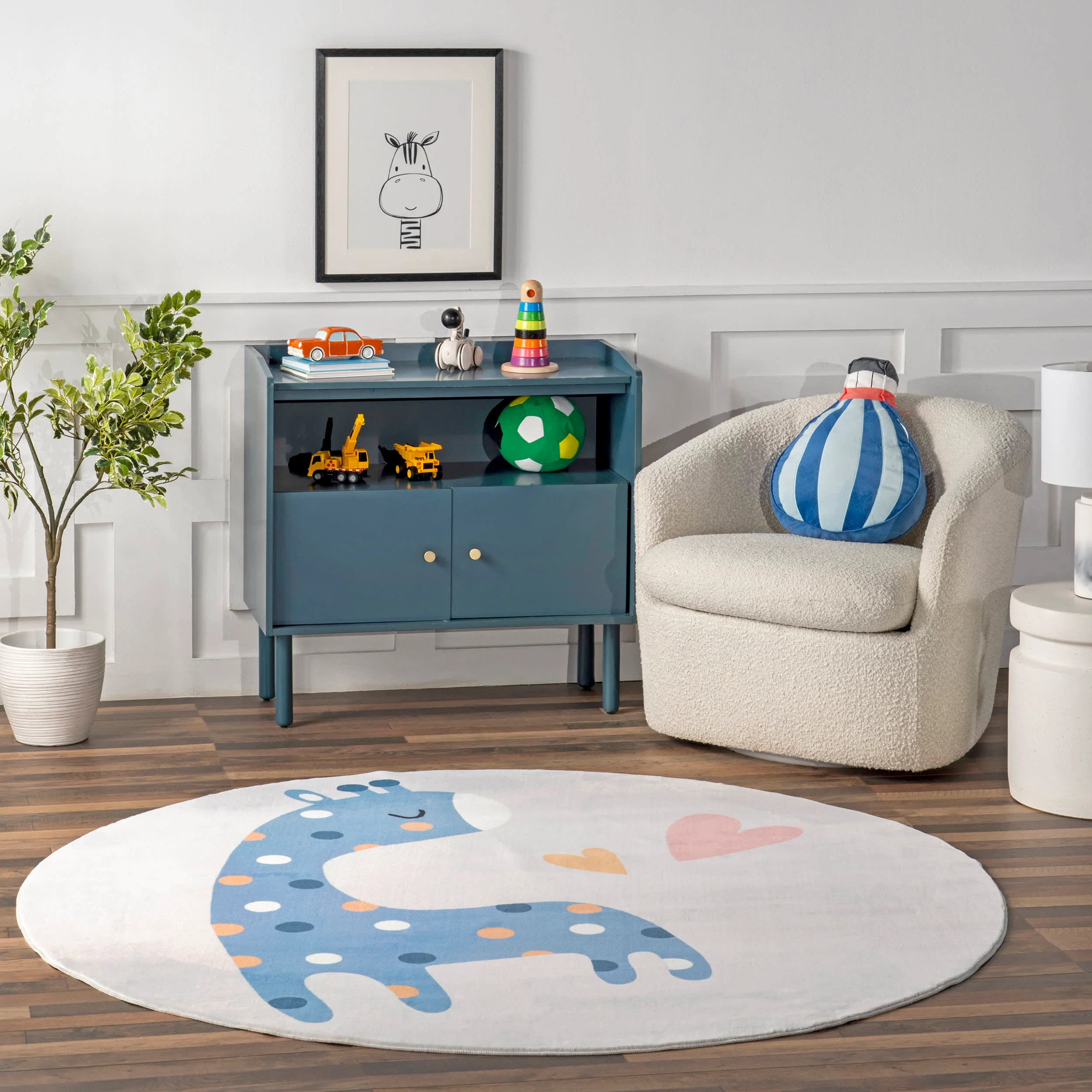 Ericha Giraffe Kids Washable Rug | Multicolor - Image 2