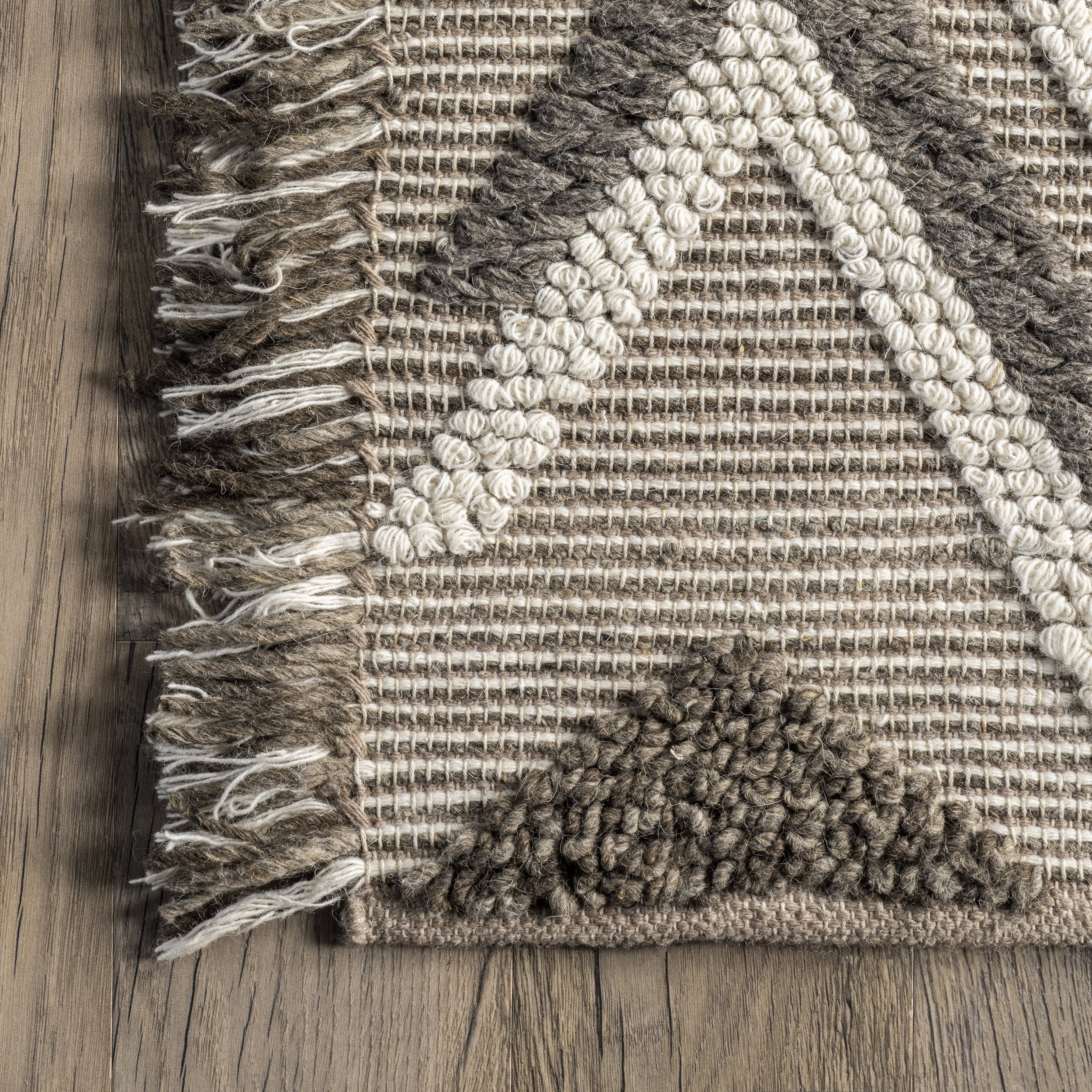 Esme Wool Geometric Rug | Beige - Image 3