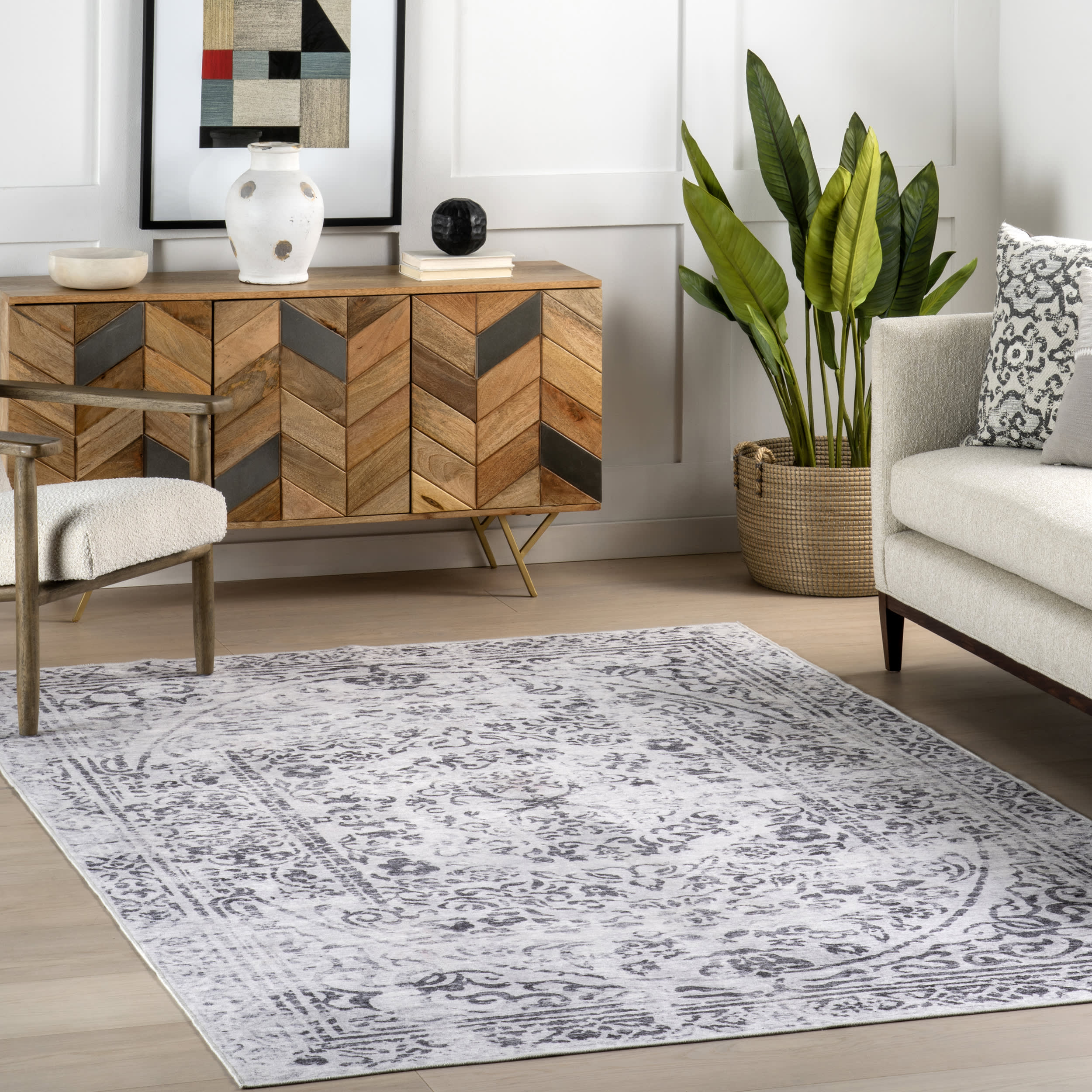Esmeralda Spill Proof Washable Transitional Rug | Ivory - Image 2