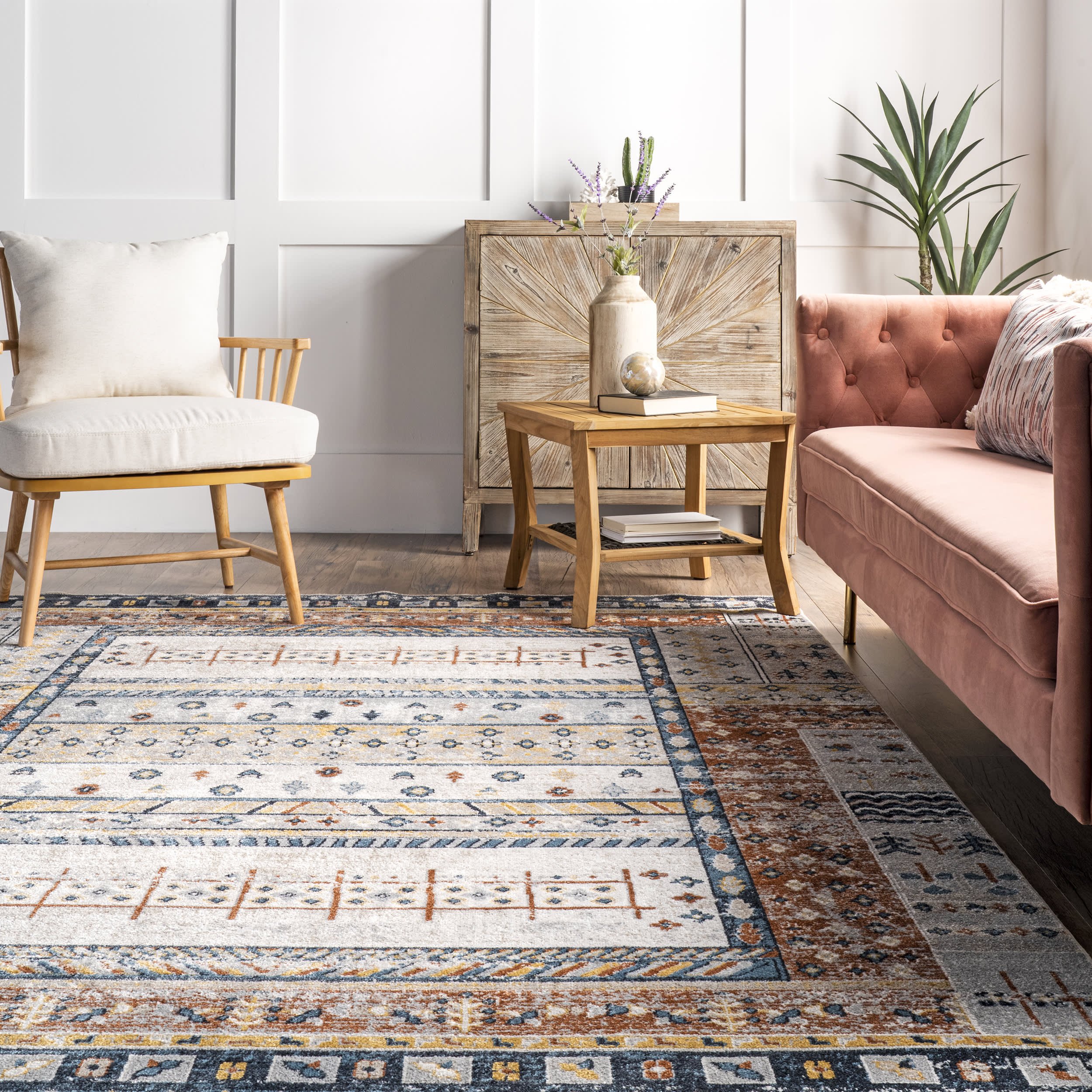 Esperanza Paneled Washable Rug | Beige - Image 4
