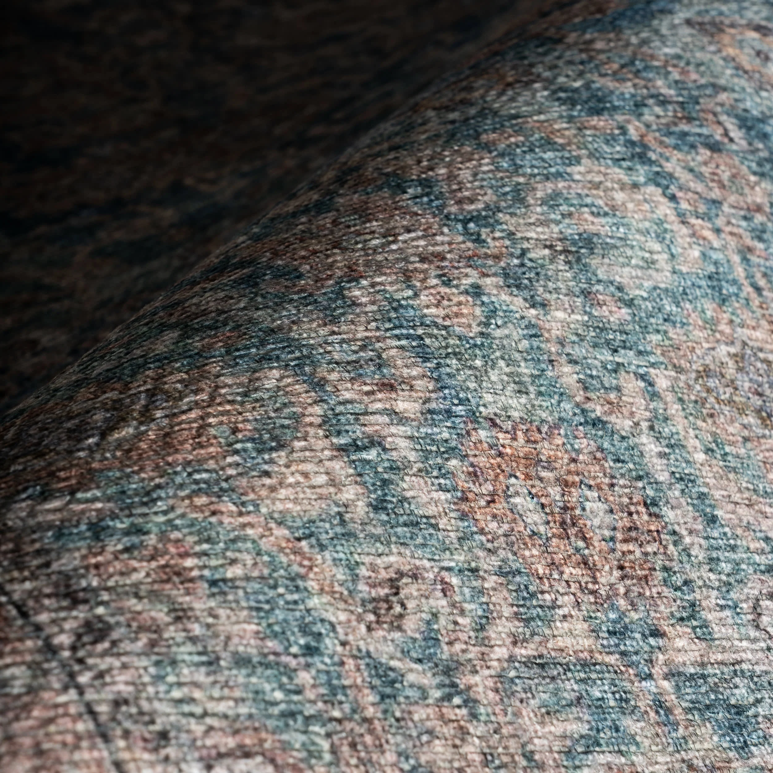 Ethellie Vintage & Distressed Washable Rug | Blue - Image 3