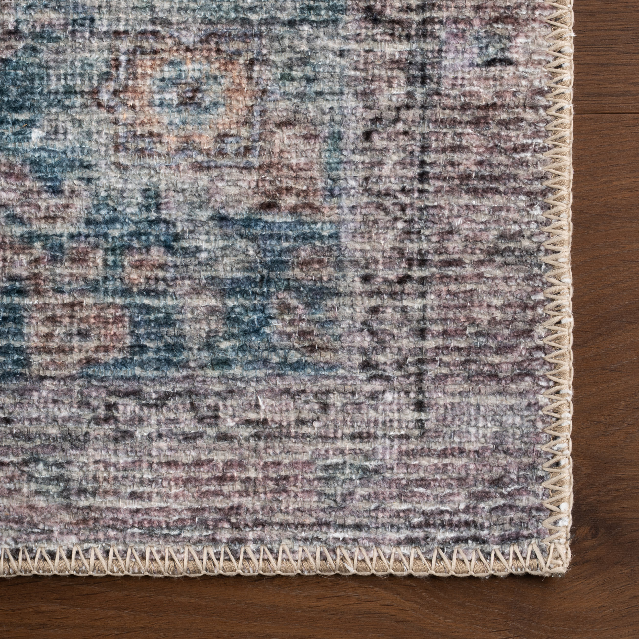 Ethellie Vintage & Distressed Washable Rug | Blue - Image 4