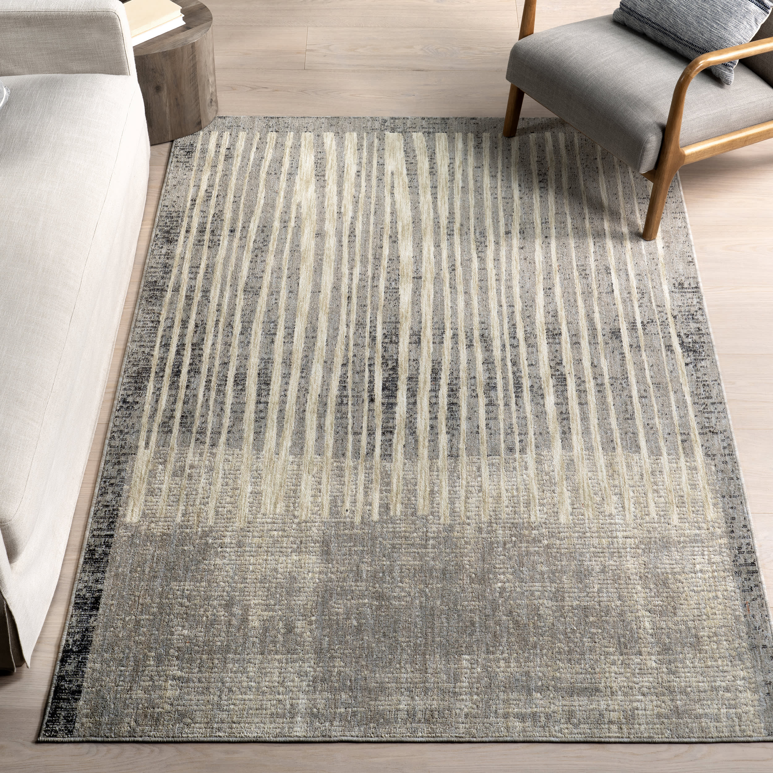 Etta Abstract Stripes Rug | Grey - Image 2