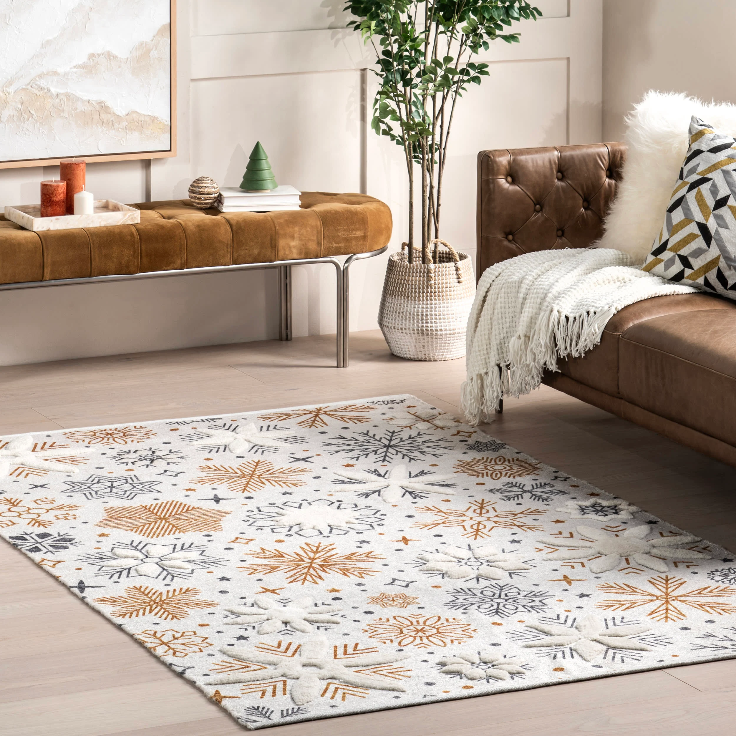 Eudora Snowflake Rug | White - Image 2
