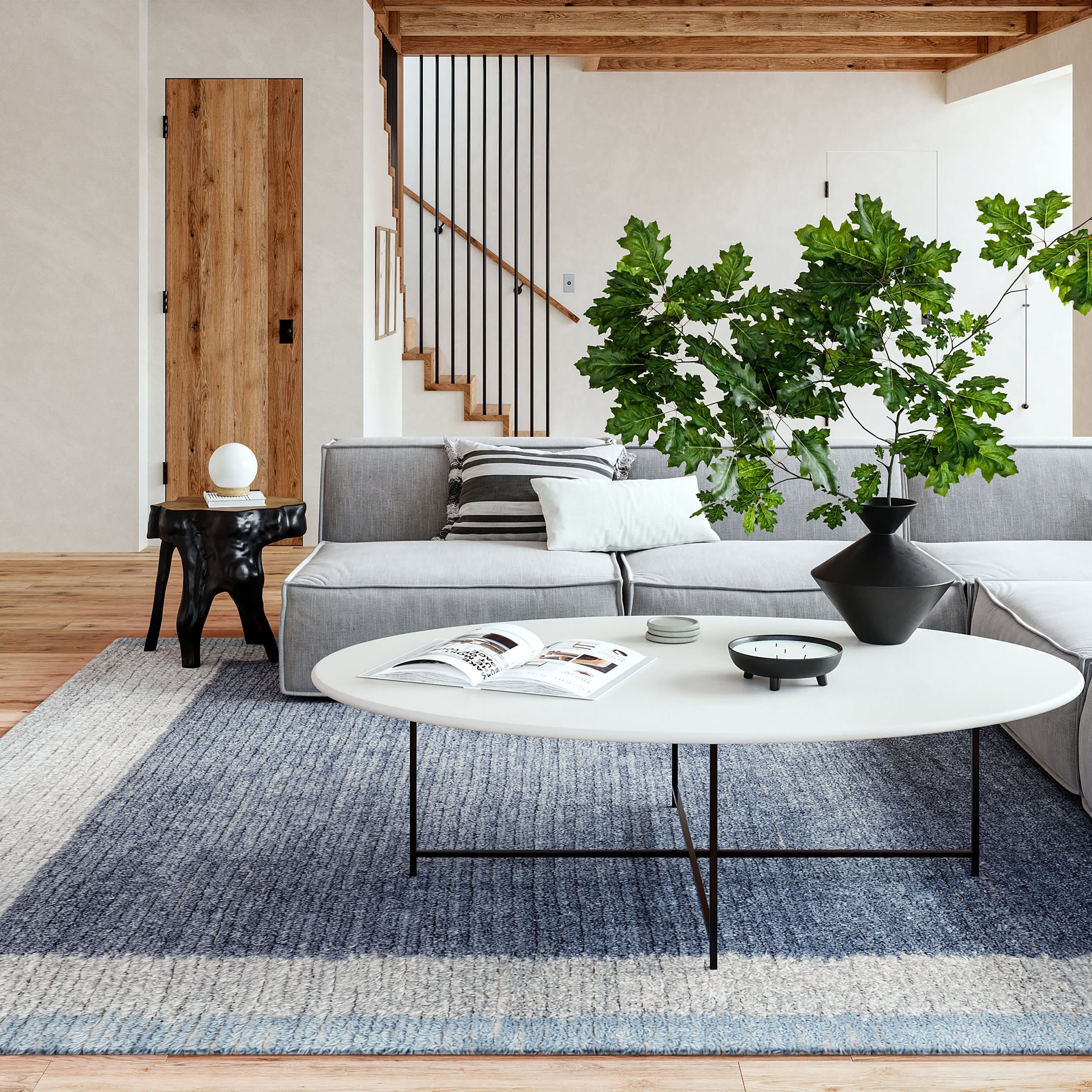 Eugene Colorblocked Wool Rug | Grey - Image 2