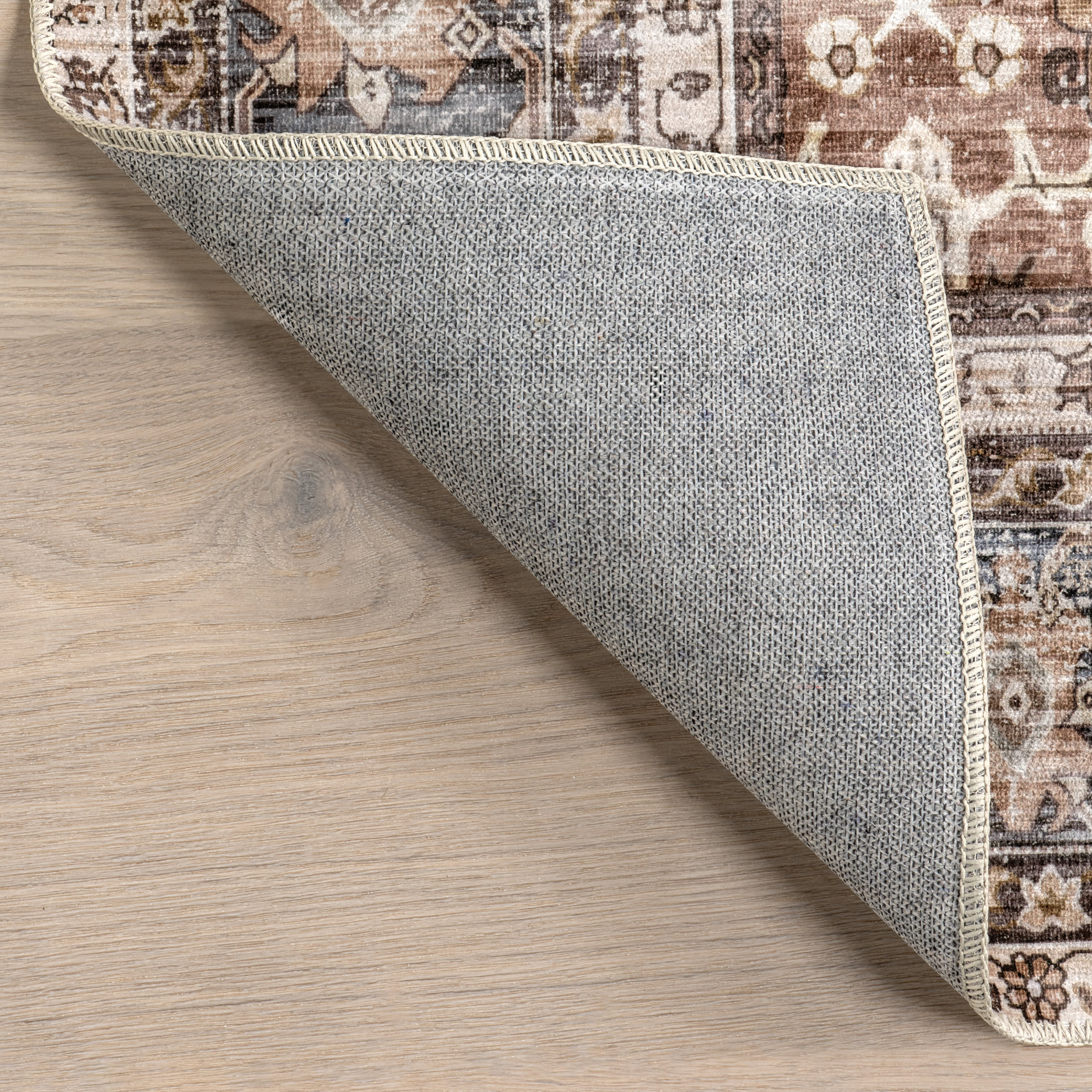 Eula Floral Spill Proof Washable Rug | Brown - Image 6