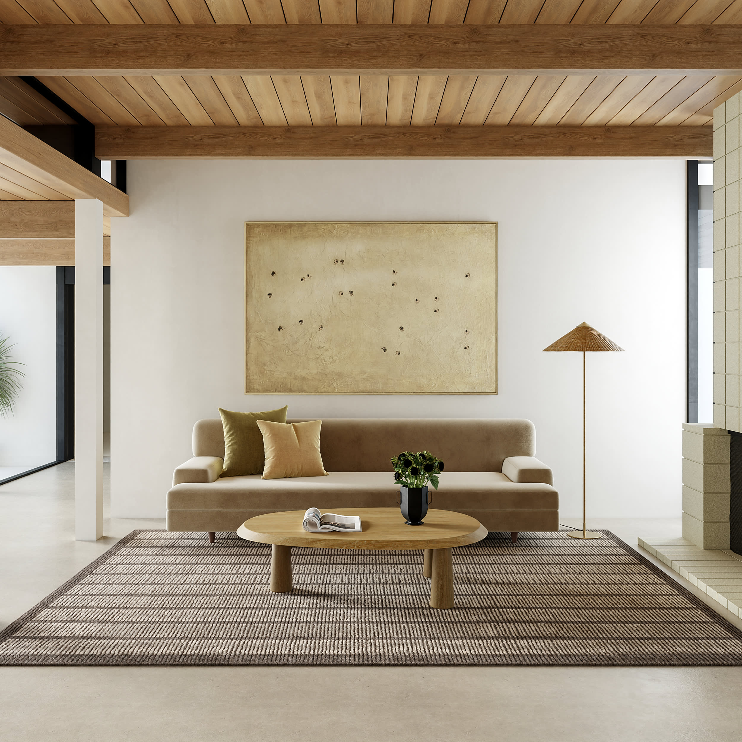 Eva Block Stripe Wool Blend Rug | Brown - Image 9