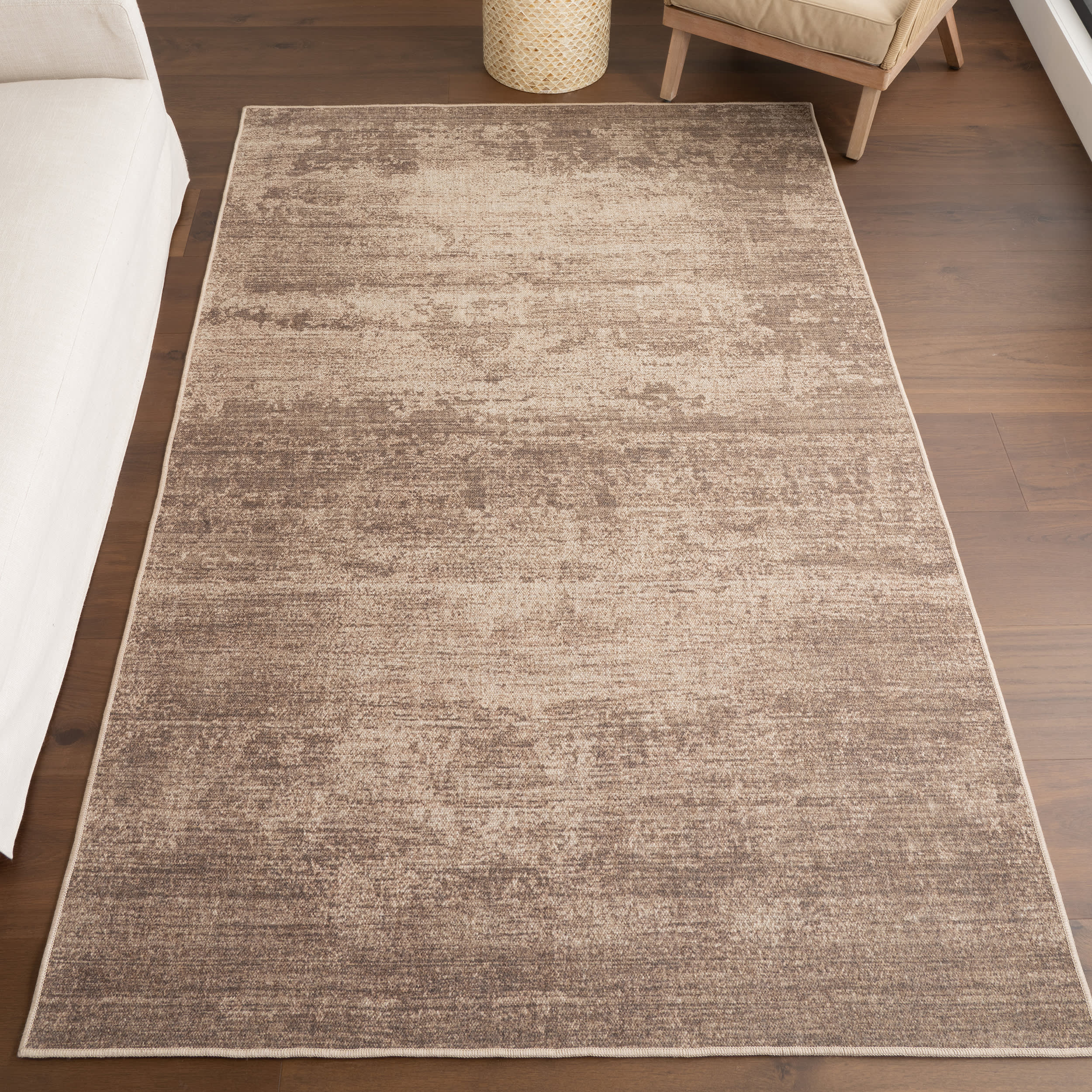 Evelina Vintage Solid Washable Rug | Brown - Image 2