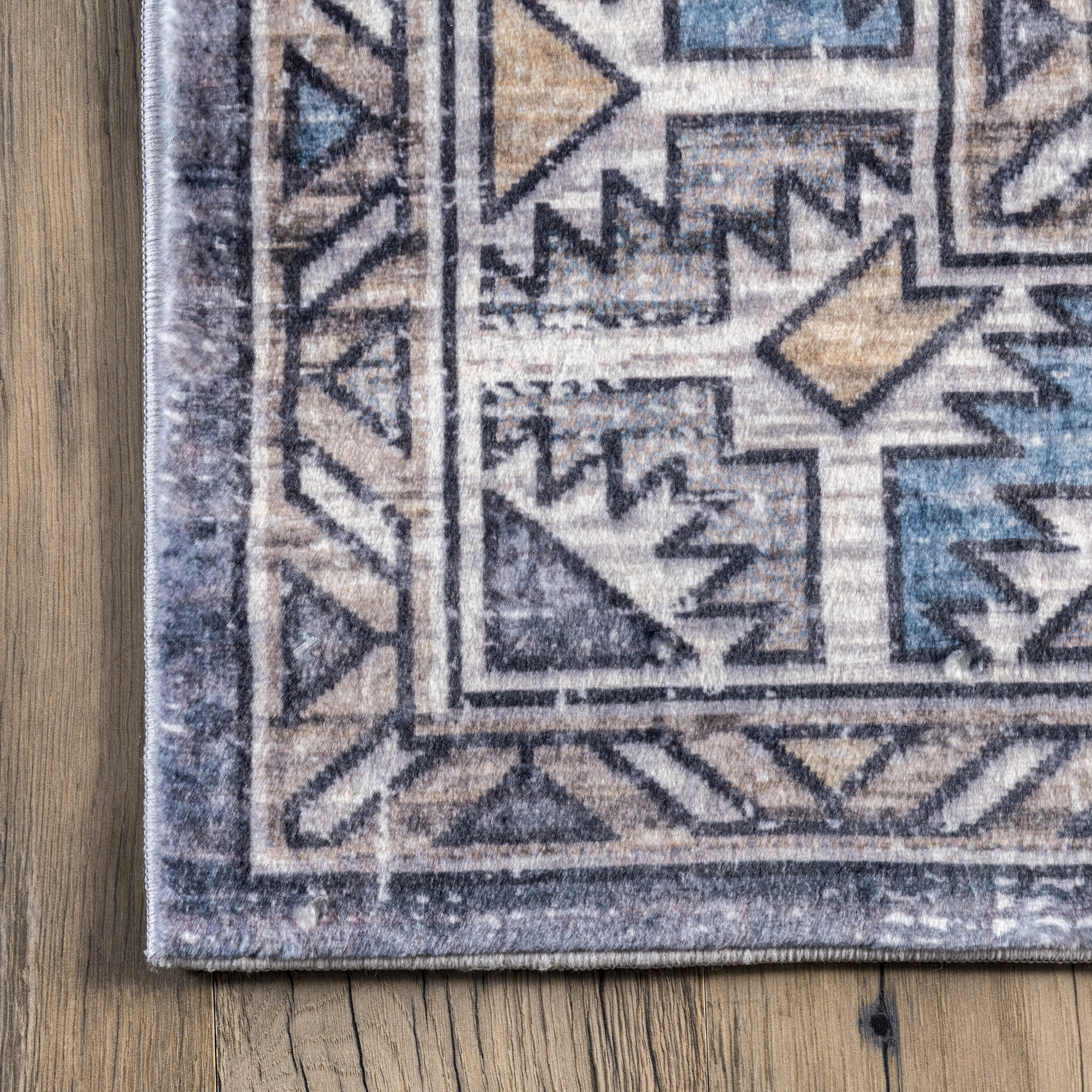 Evelyn Bordered Aztec Rug | Blue - Image 3