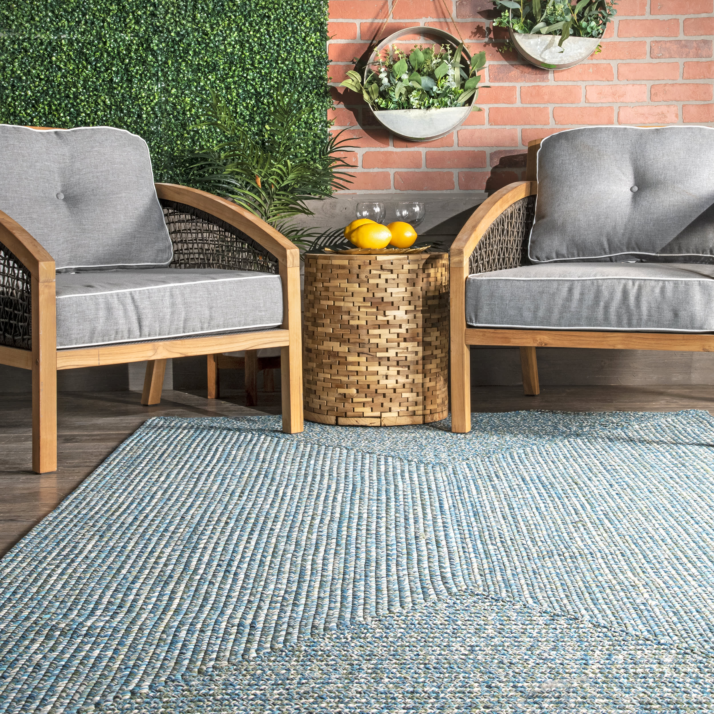 Everywhere Hand-Braided Indoor/Outdoor Rug | Aqua - Image 4
