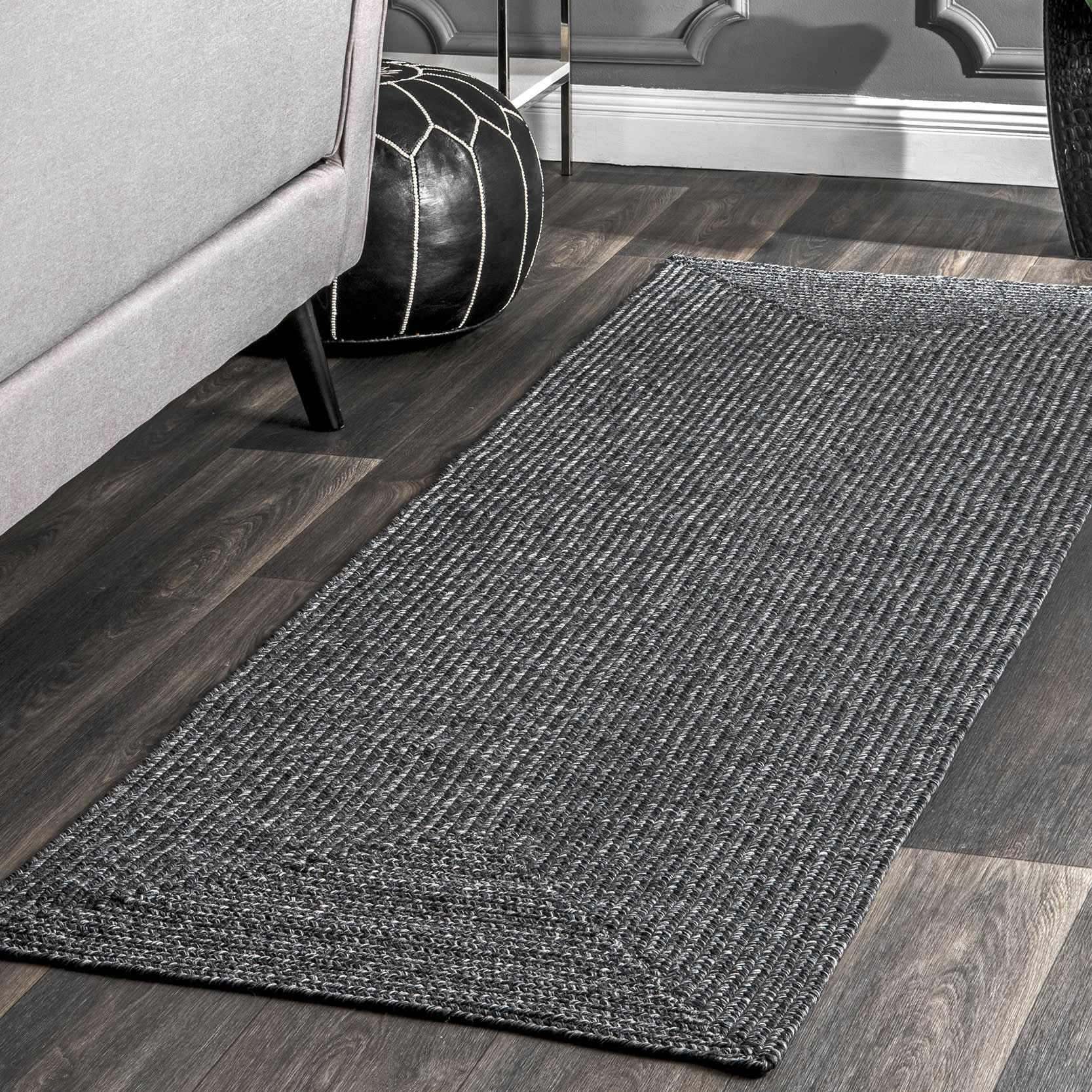 Everywhere Hand-Braided Indoor/Outdoor Rug | Charcoal - Image 2