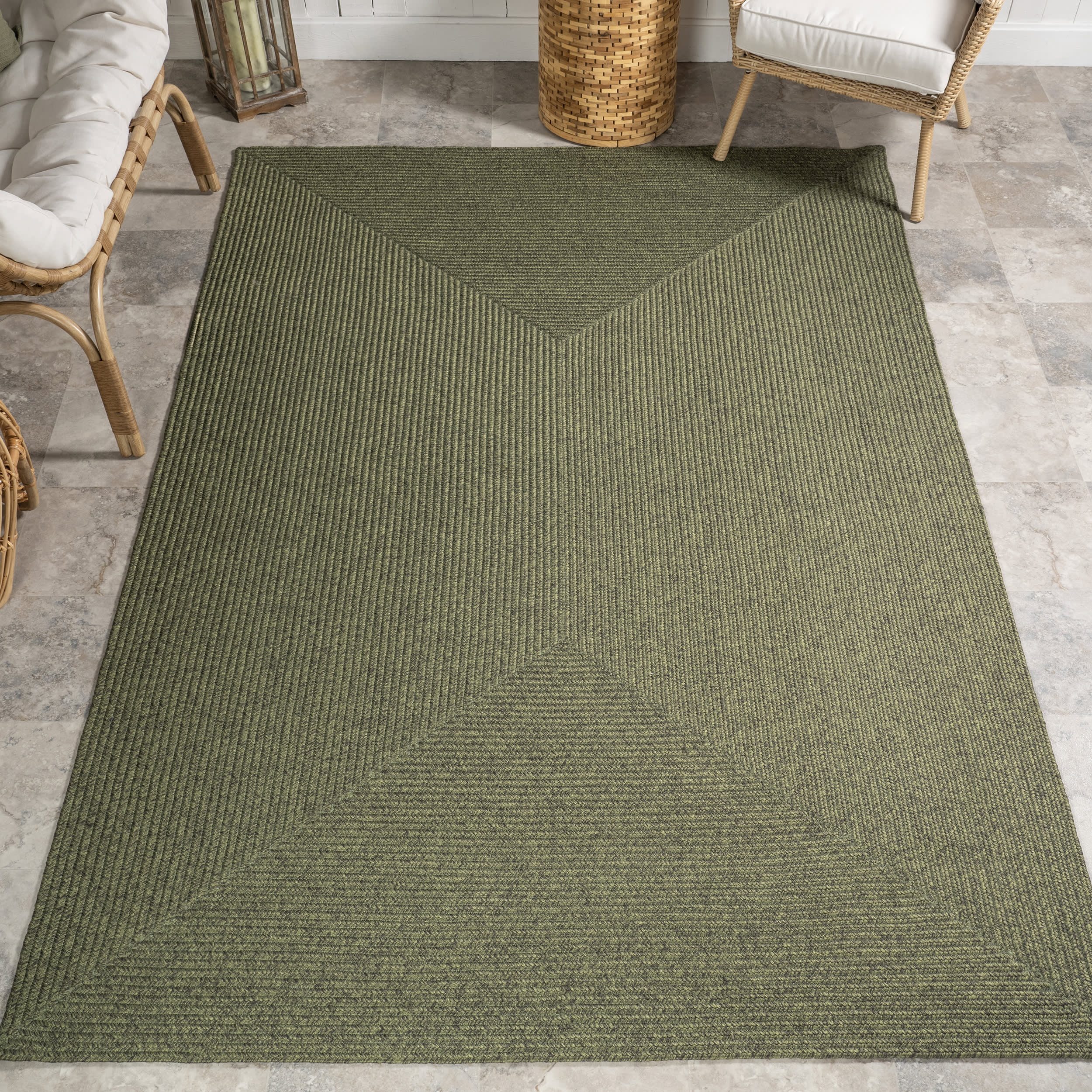Everywhere Hand-Braided Indoor/Outdoor Rug | Green - Image 2