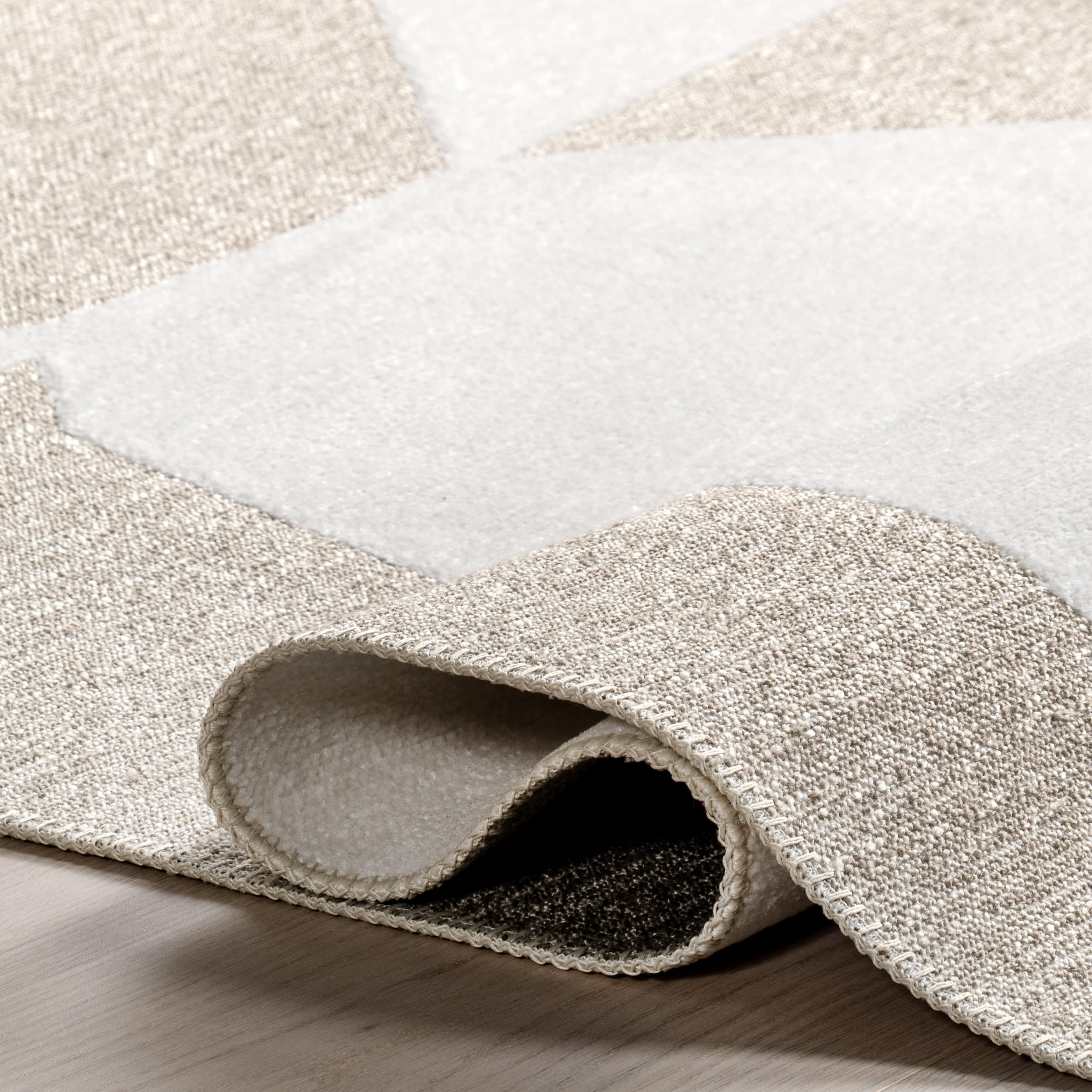 Evi Geometric Reversible Washable Rug | Beige - Image 11
