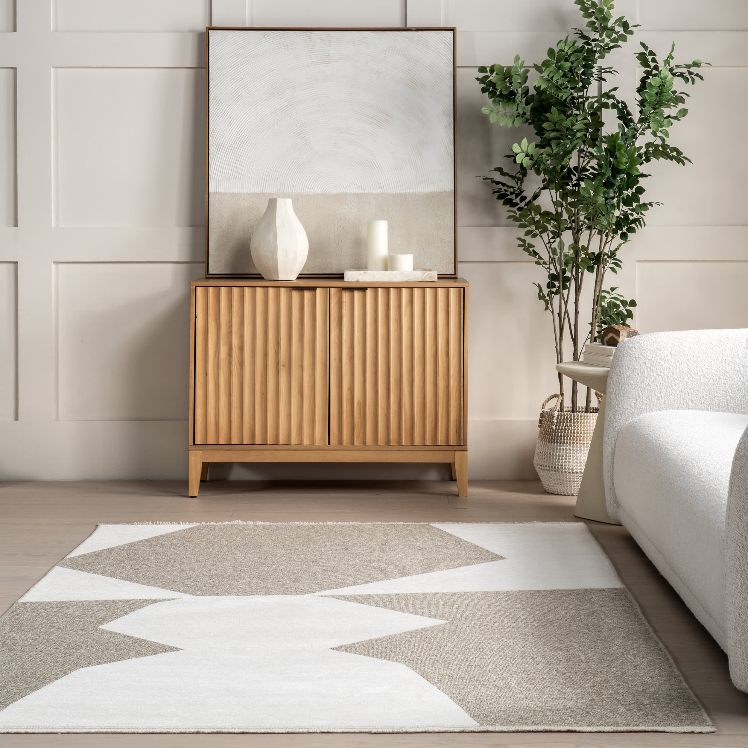 Evi Geometric Reversible Washable Rug | Beige - Image 5