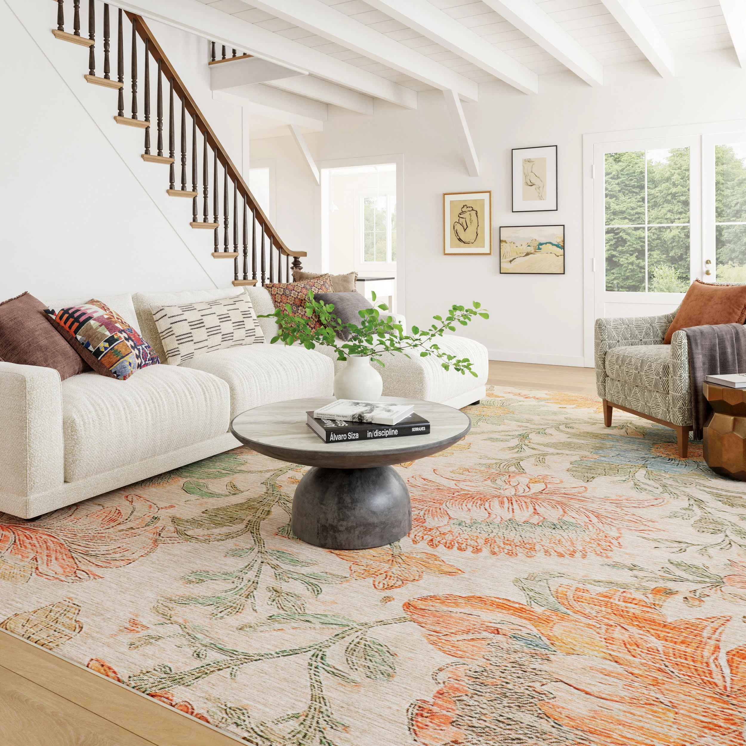 Exploded Floral Machine Washable Rug | Multi - Image 2