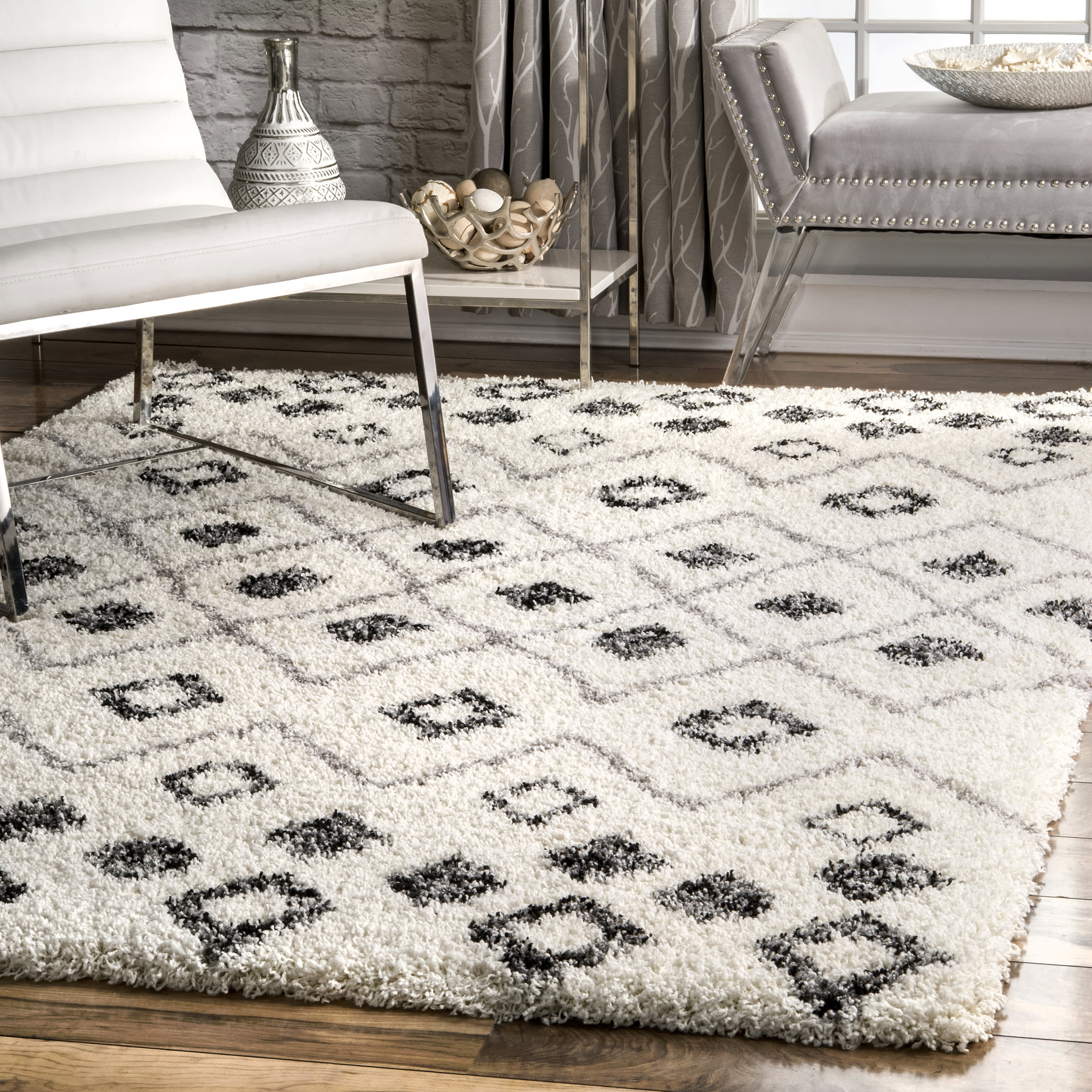 Expo Shag Diamond Rug | Grey - Image 2