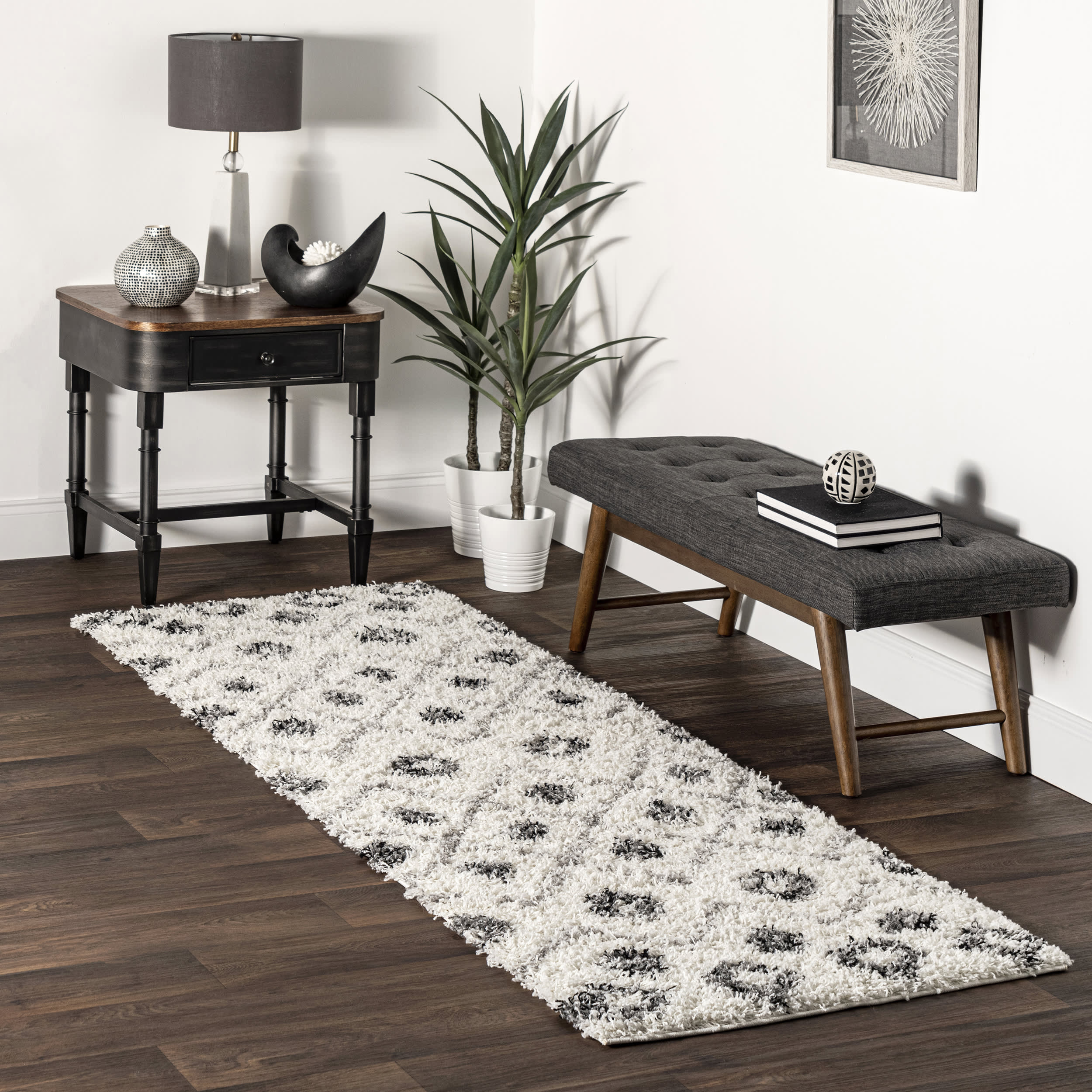Expo Shag Diamond Rug | Grey - Image 2
