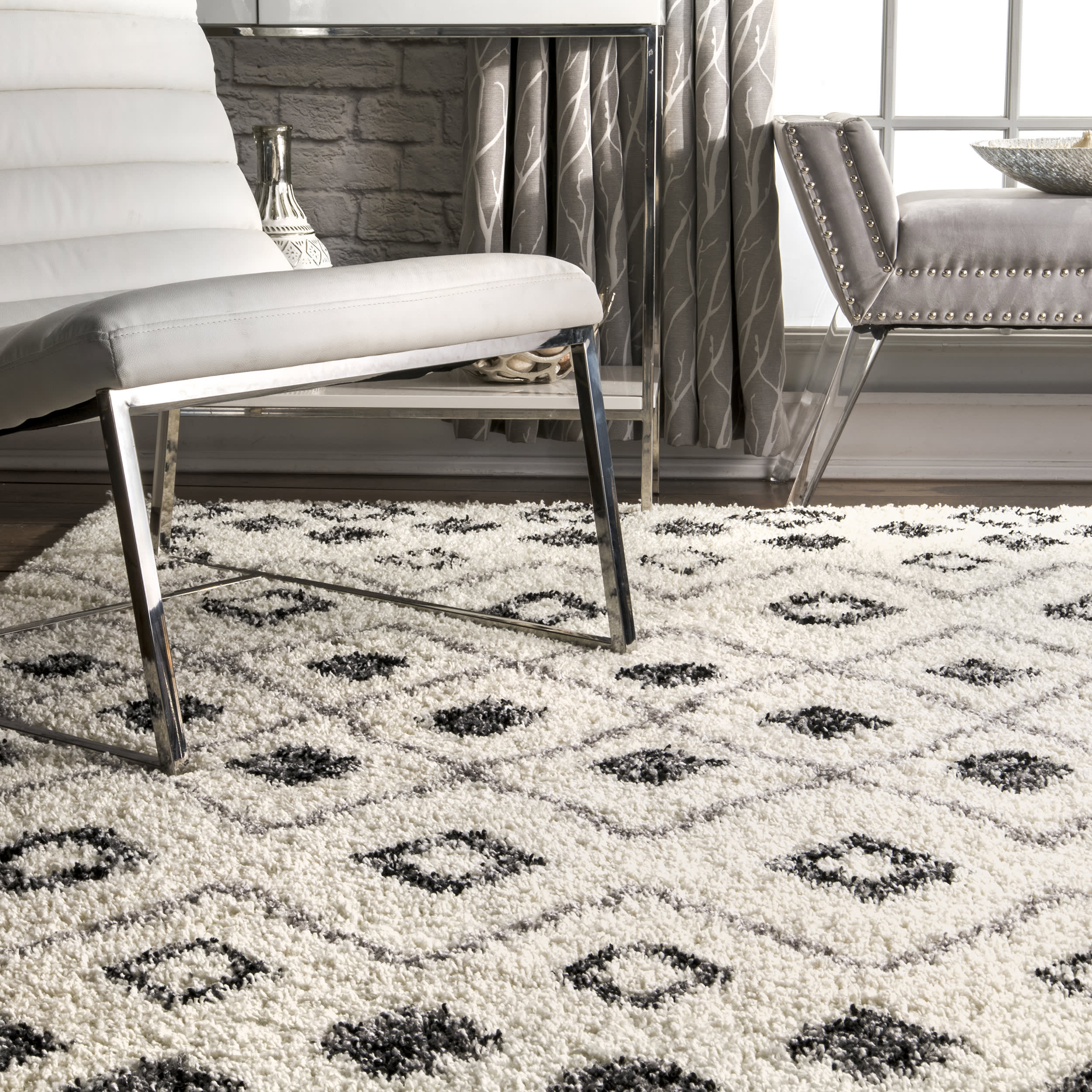 Expo Shag Diamond Rug | Grey - Image 4