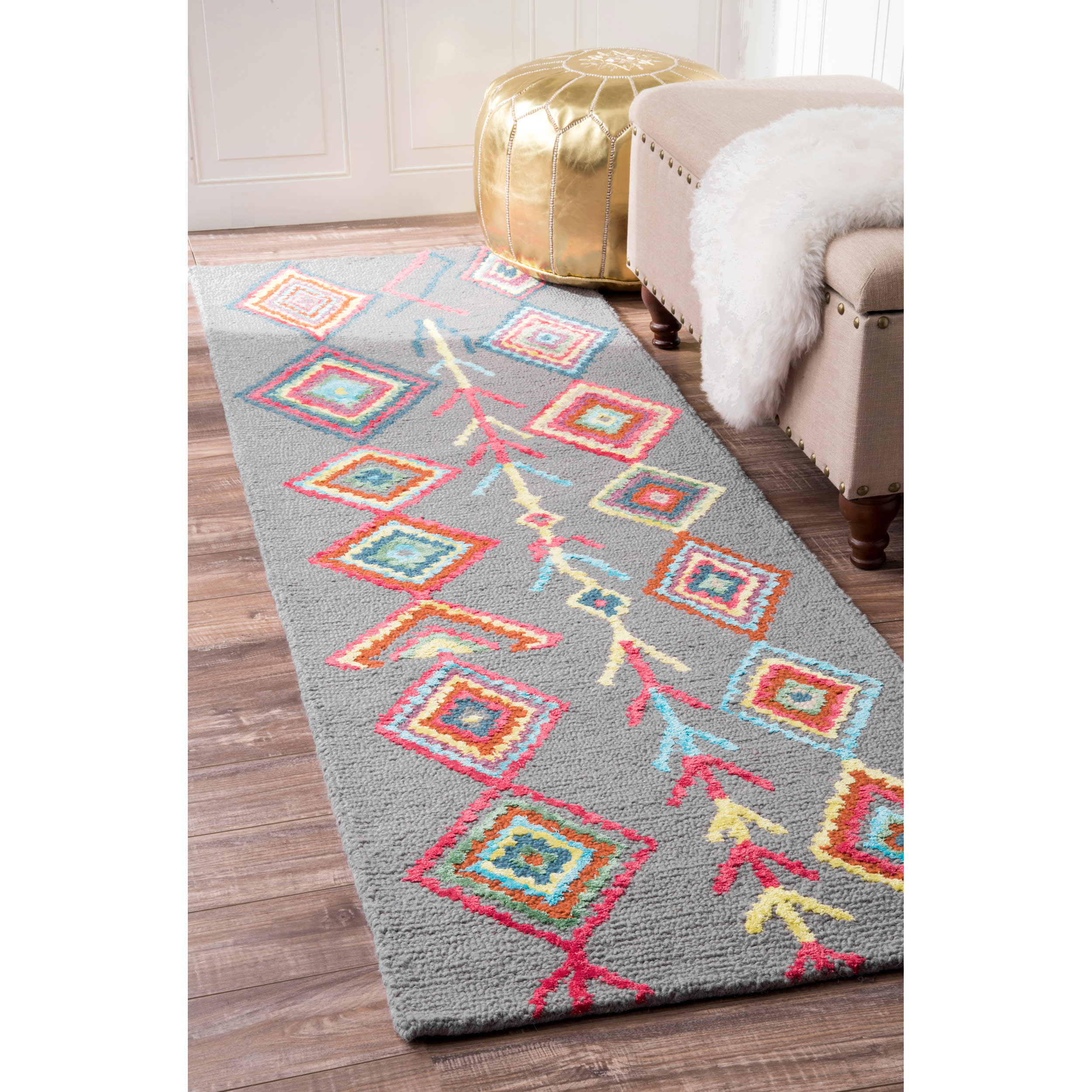 Ezra Moroccan Diamond Rug | Grey - Image 2