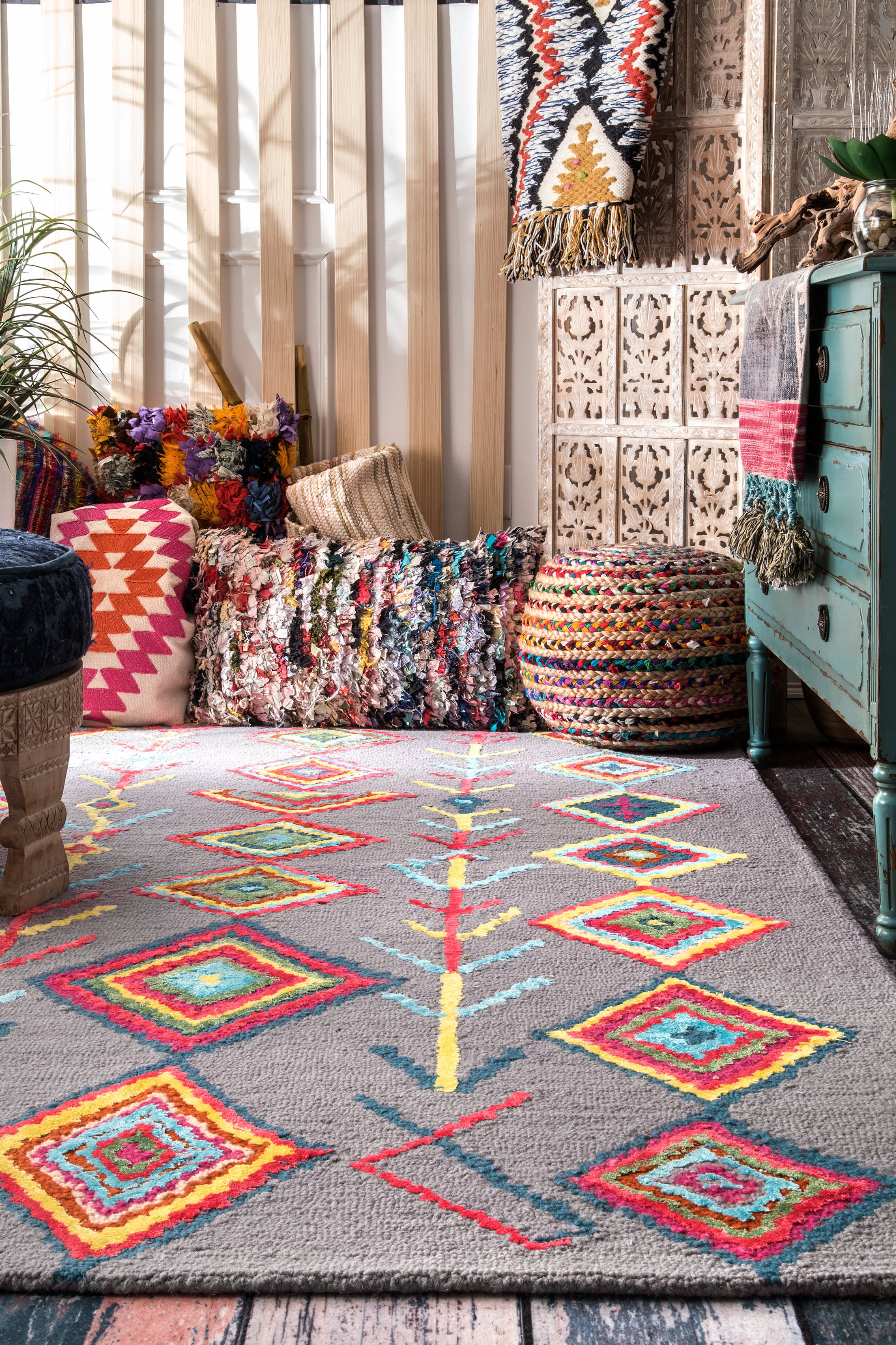 Ezra Moroccan Diamond Rug | Grey - Image 4