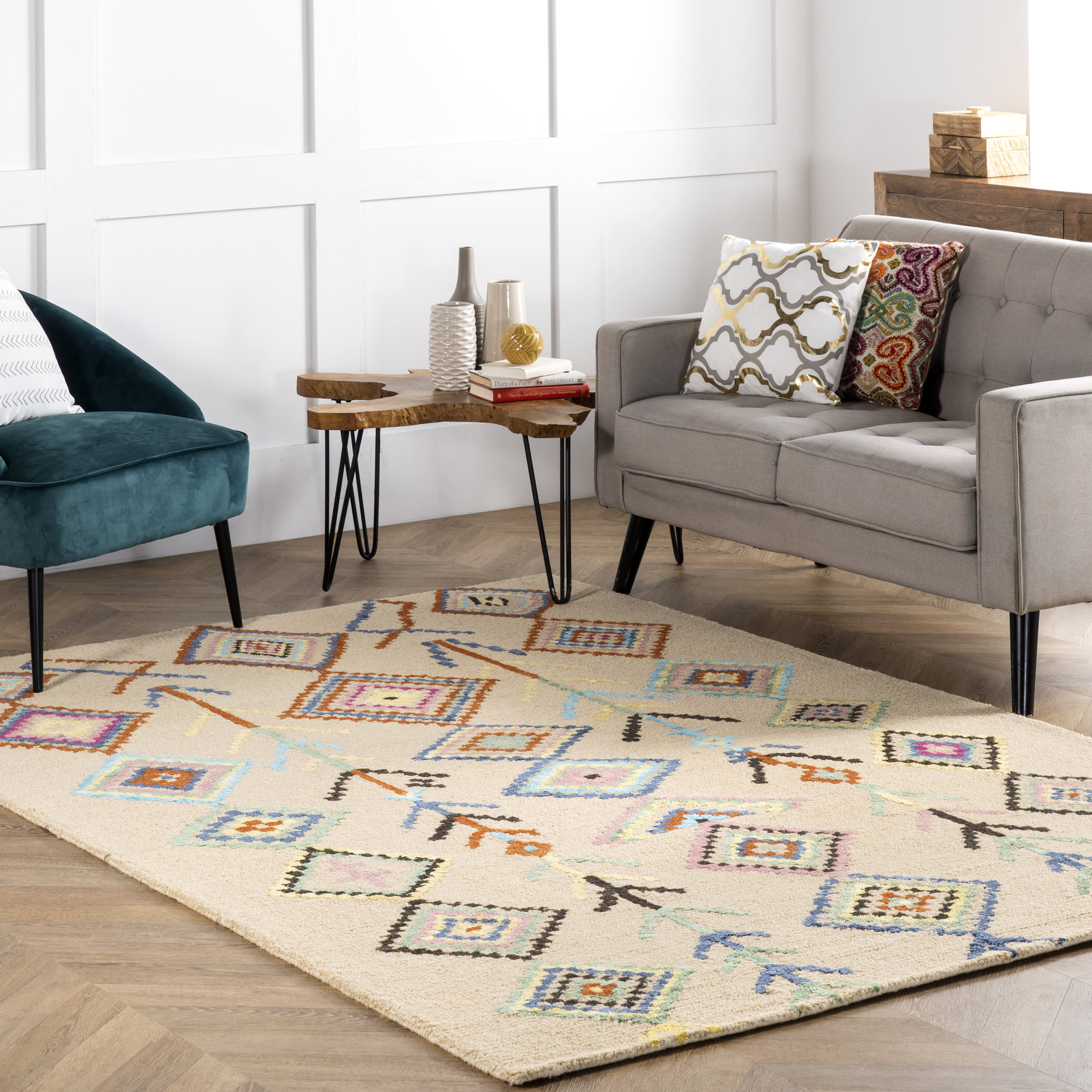 Ezra Moroccan Diamond Rug | Ivory - Image 2