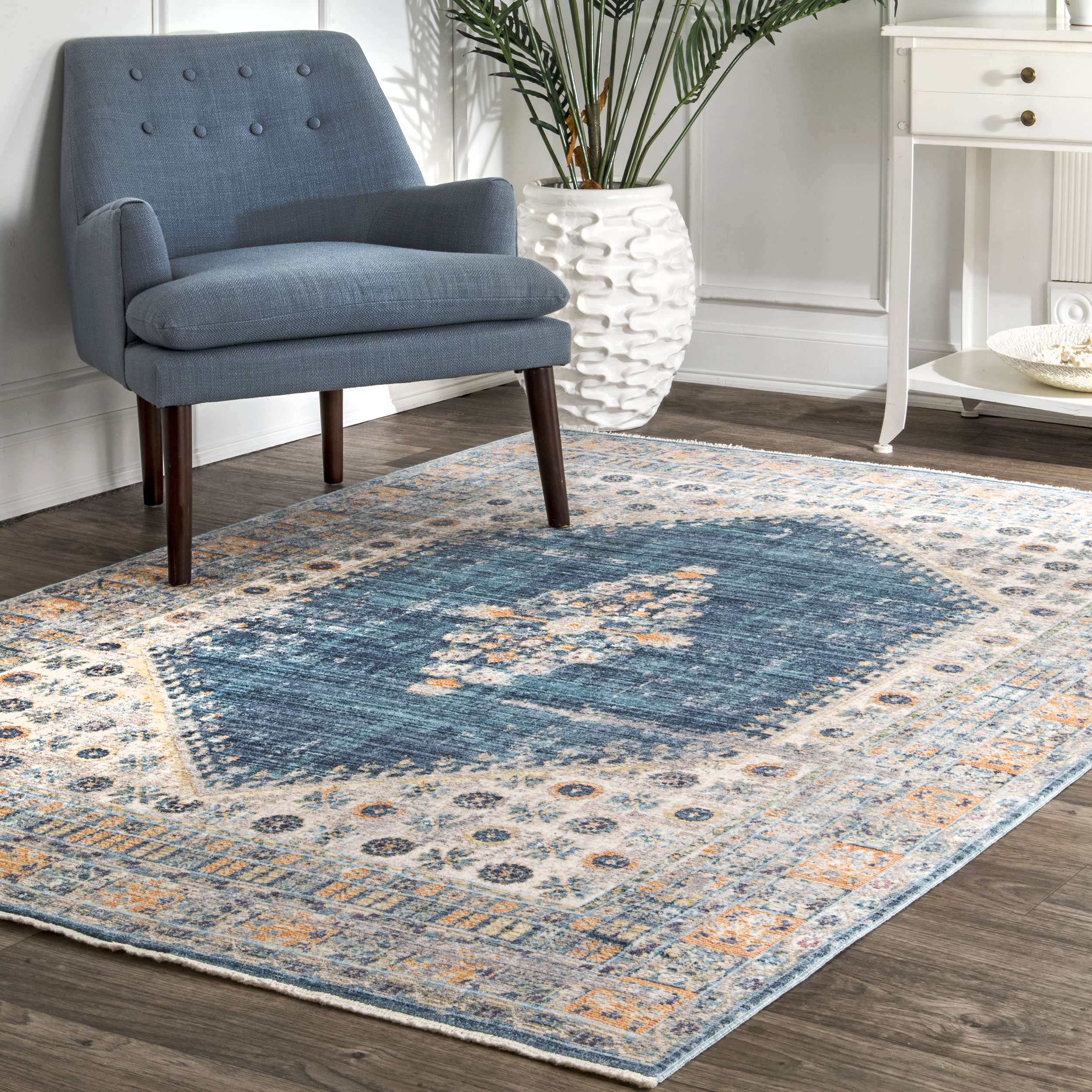 Fade Bouquet Medallion Rug | Blue - Image 2