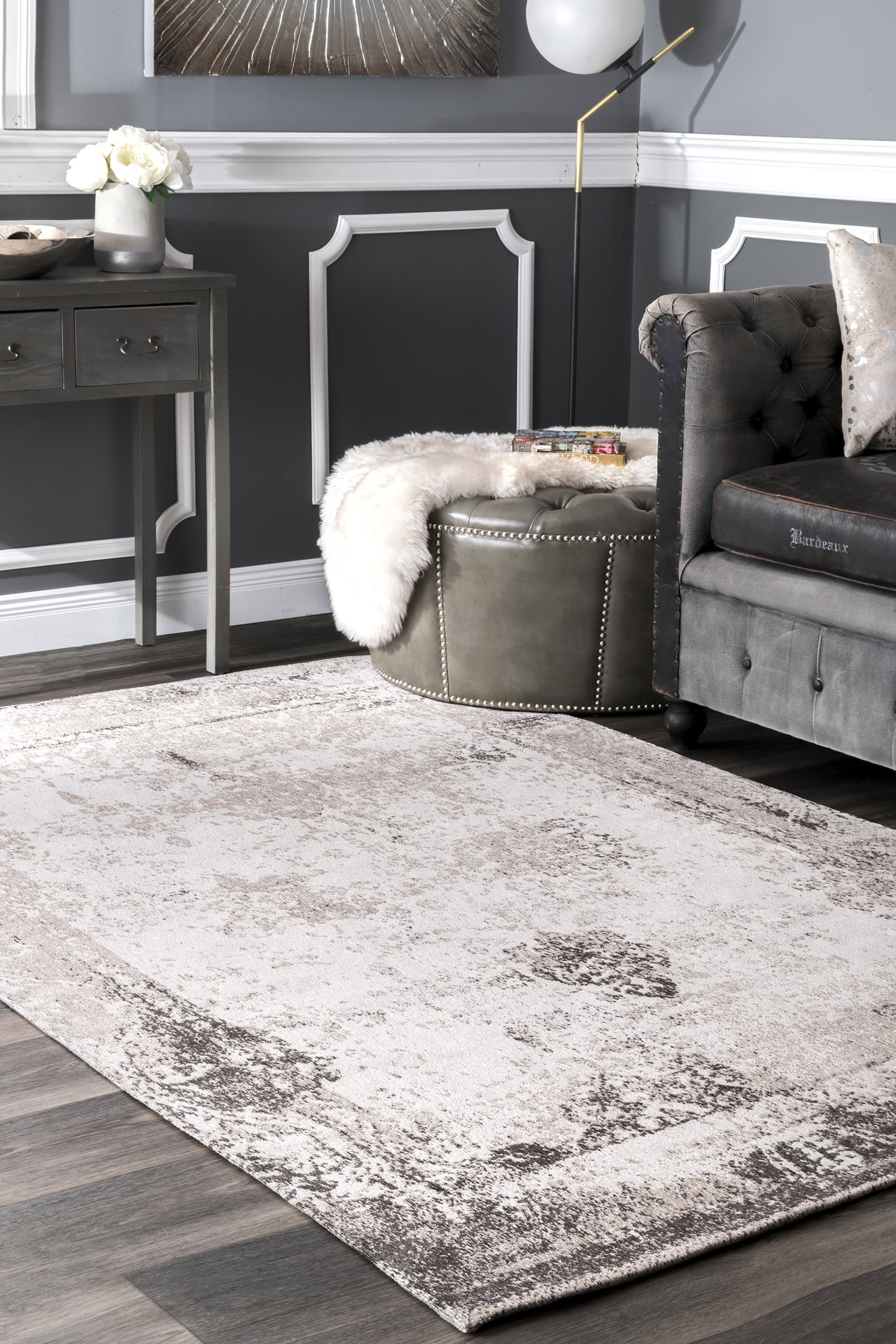 Faded Abstract Rug | Grey - Image 2