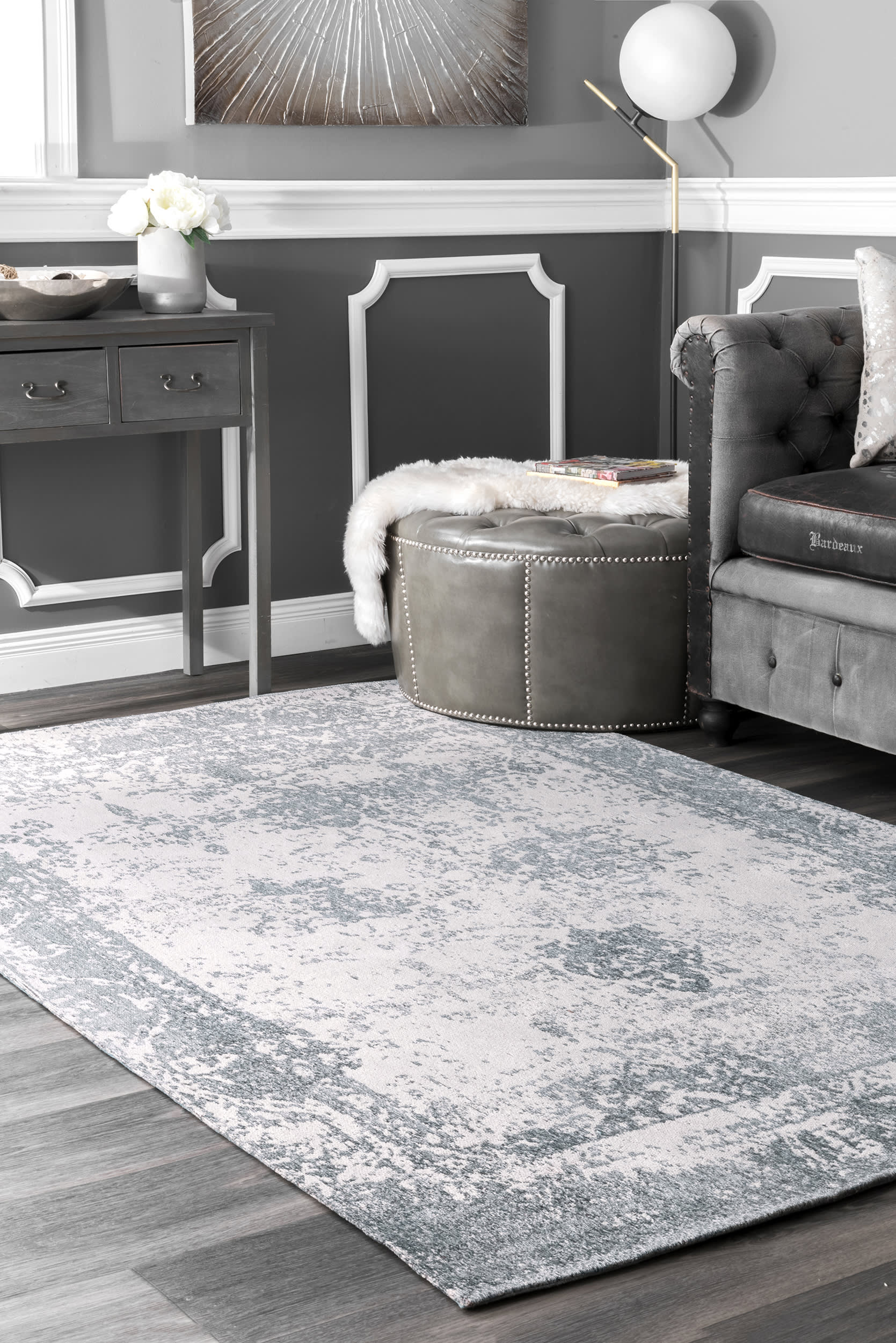 Faded Abstract Rug | Slate Blue - Image 2