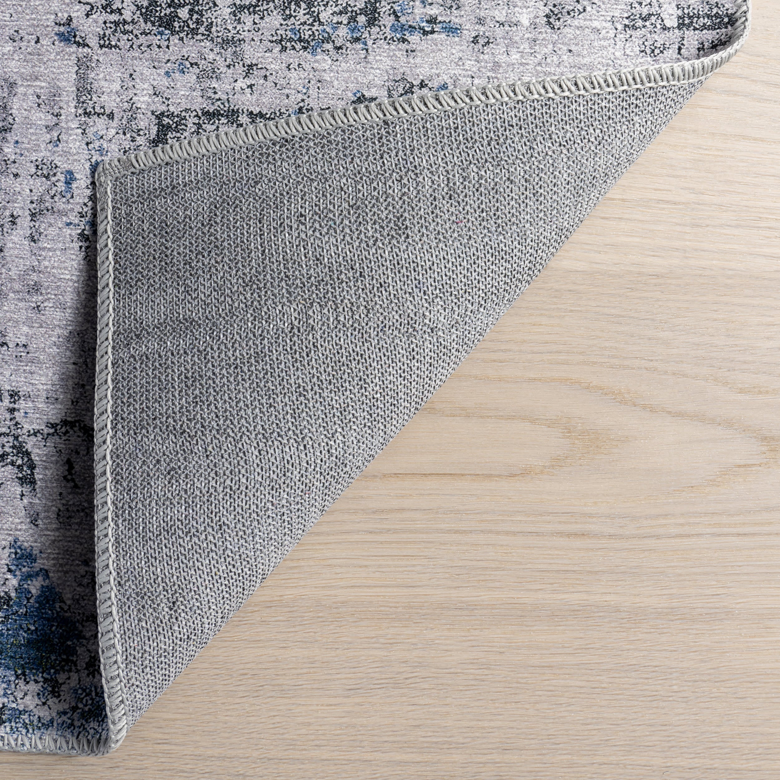 Faded Abstract Spill Proof Washable Rug | Blue Grey - Image 7