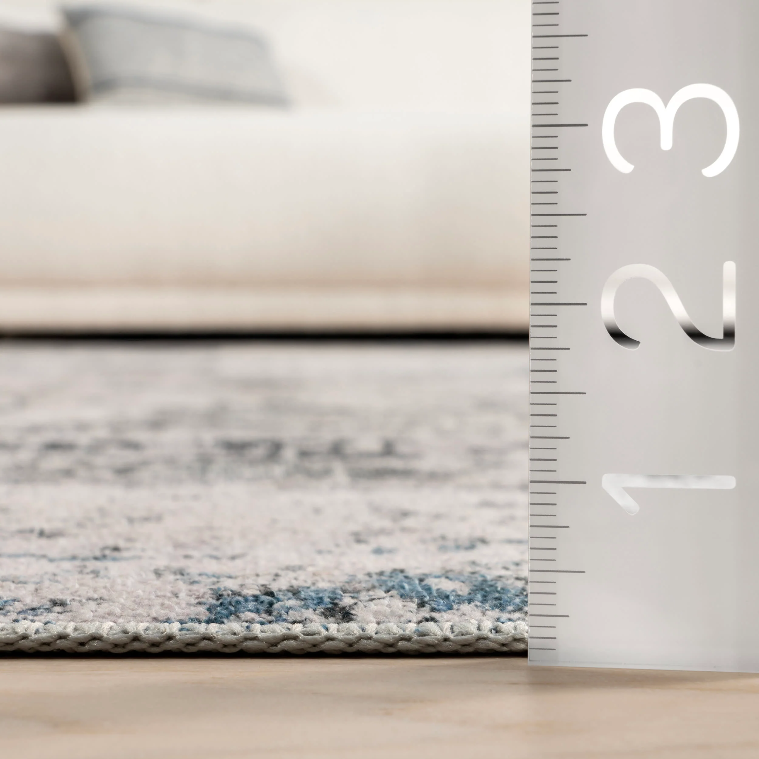 Faded Abstract Washable Rug | Blue Grey - Image 5