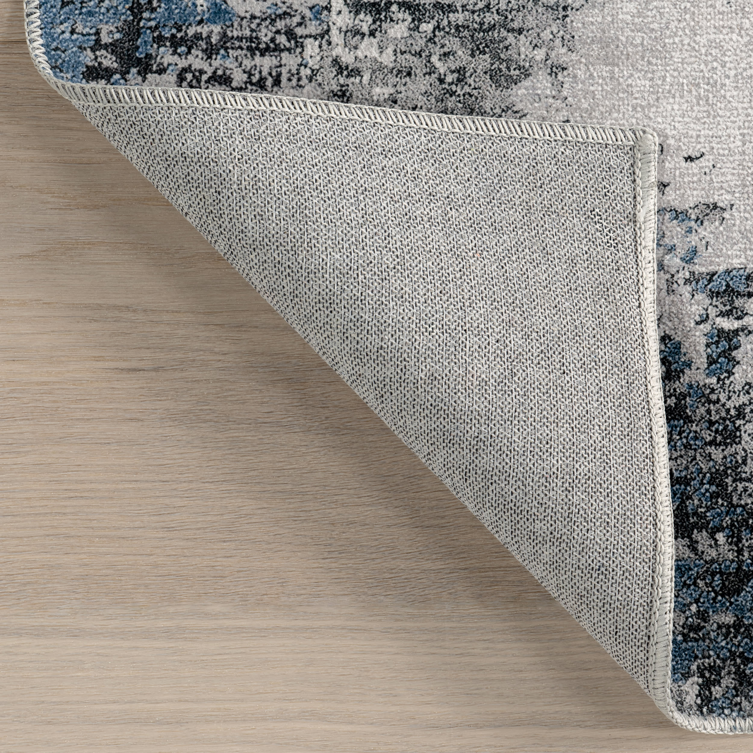 Faded Abstract Washable Rug | Blue Grey - Image 7